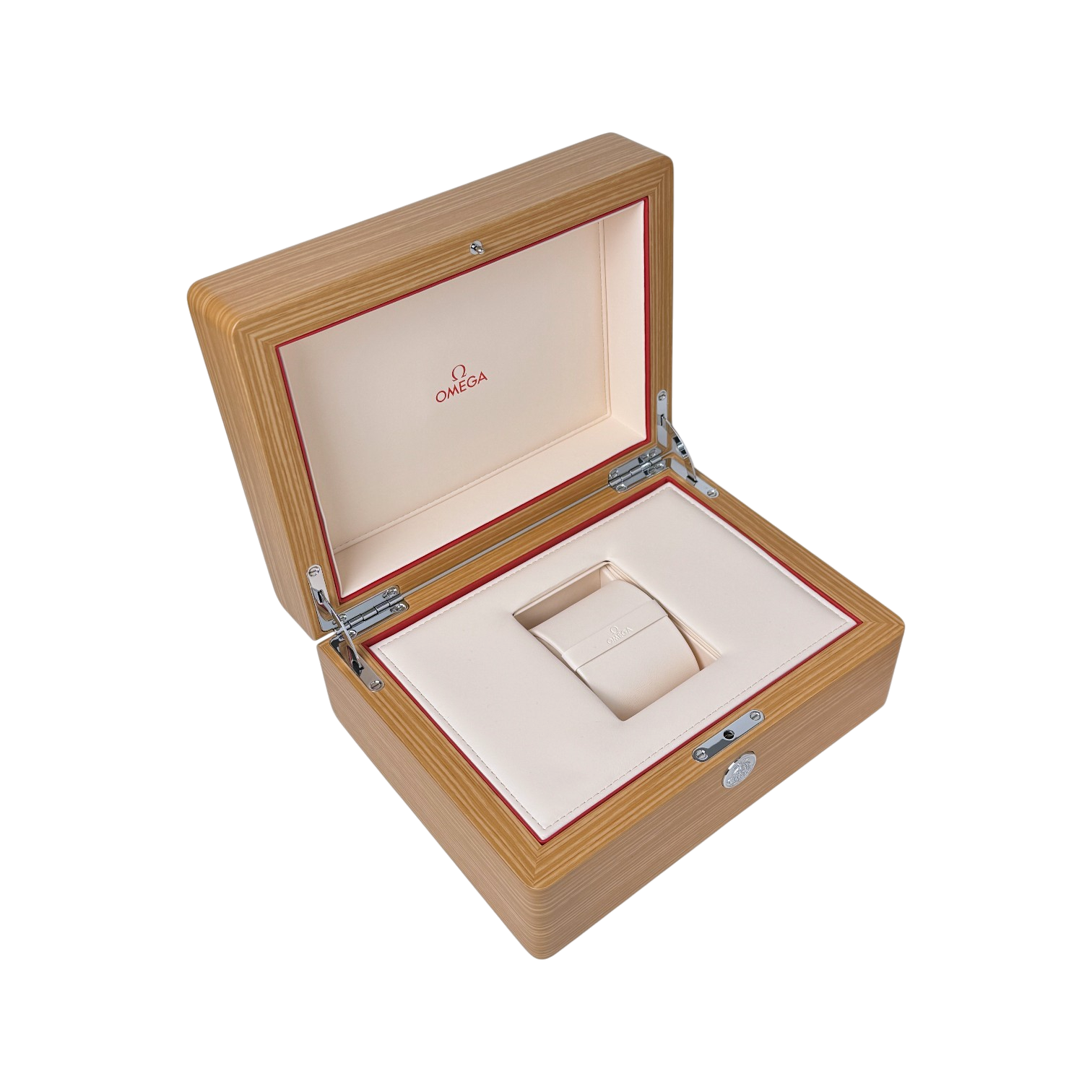 Omega Holz Uhrenbox Box Umkarton Braun wood watch box brown