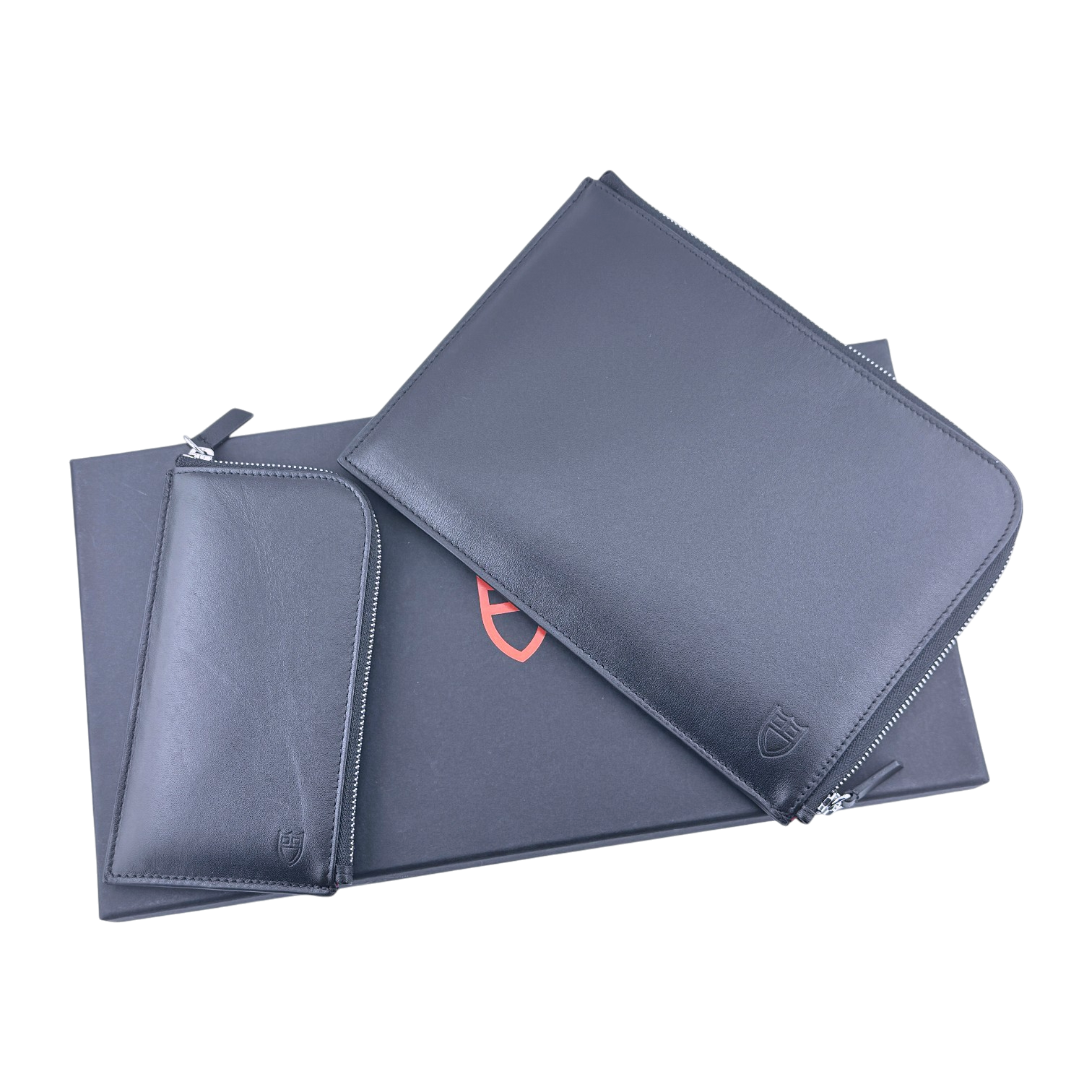 Tudor Taschenset Tasche Pochette Clutch Etui Handtasche Leder Schwarz