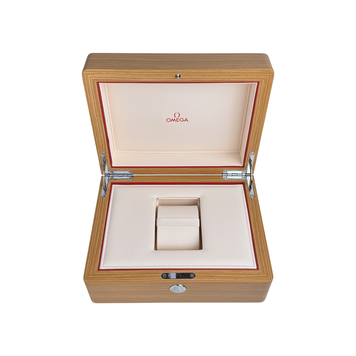 Omega Holz Uhrenbox Box Umkarton Braun wood watch box brown