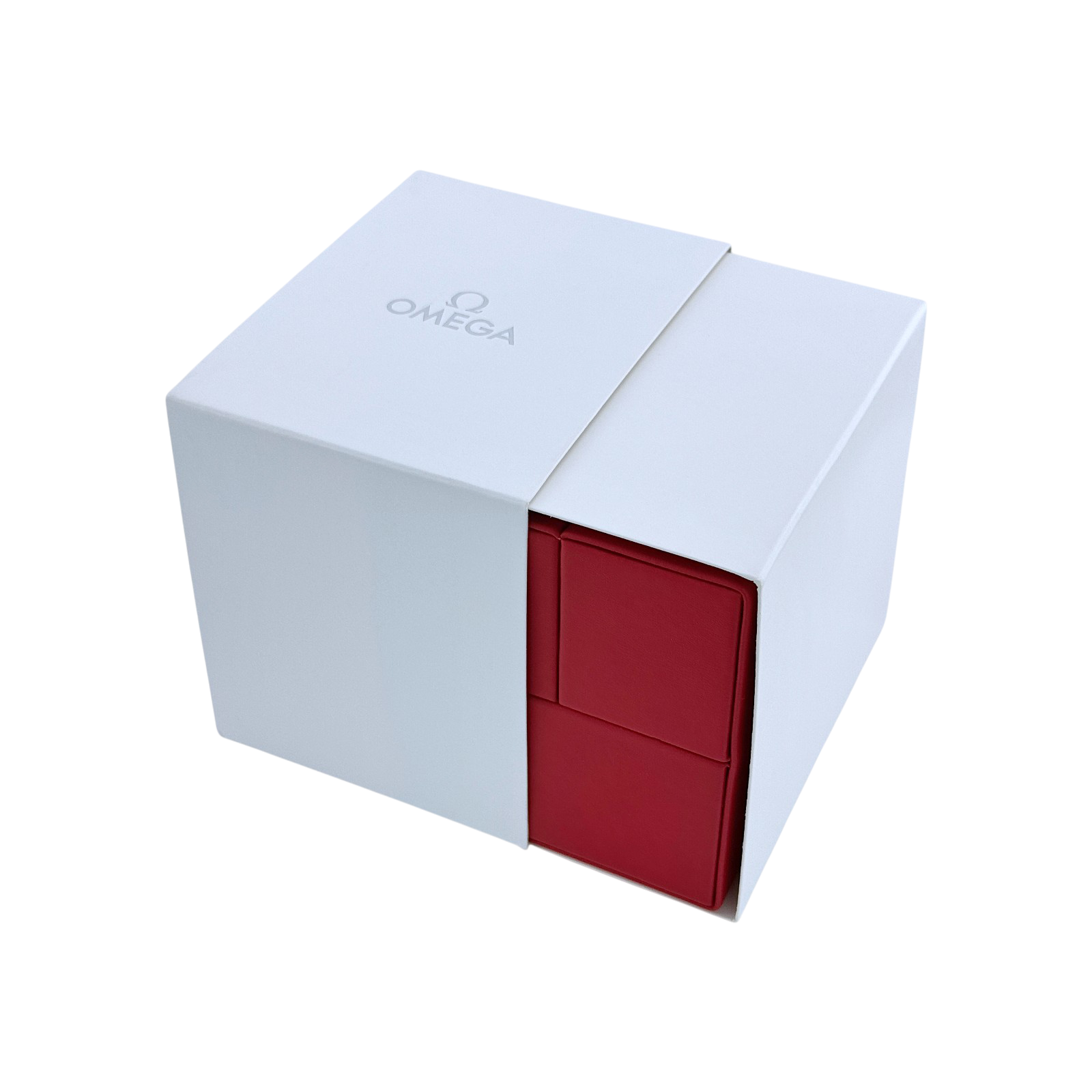 Omega Uhrenetui Etui Reiseetui Reisebox Box Rot travel pouch case red