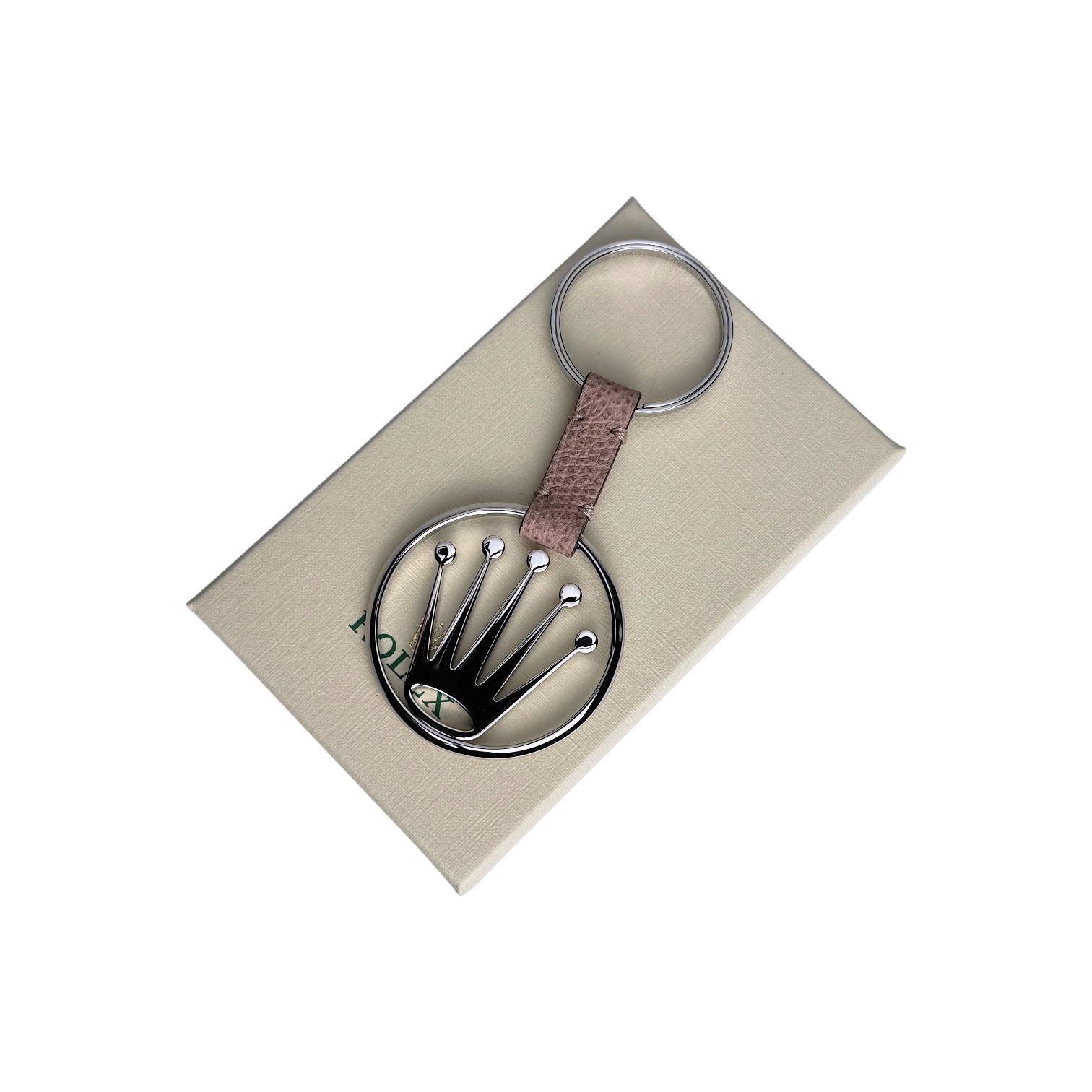 Rolex Edelstahl, Leder Schlüsselanhänger Anhänger in Silber, Braun