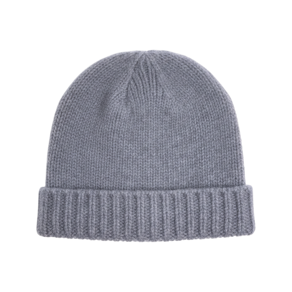 Hublot Mütze Strickmütze Beanie mit Umschlag Baumwolle, Kaschmir Grau
