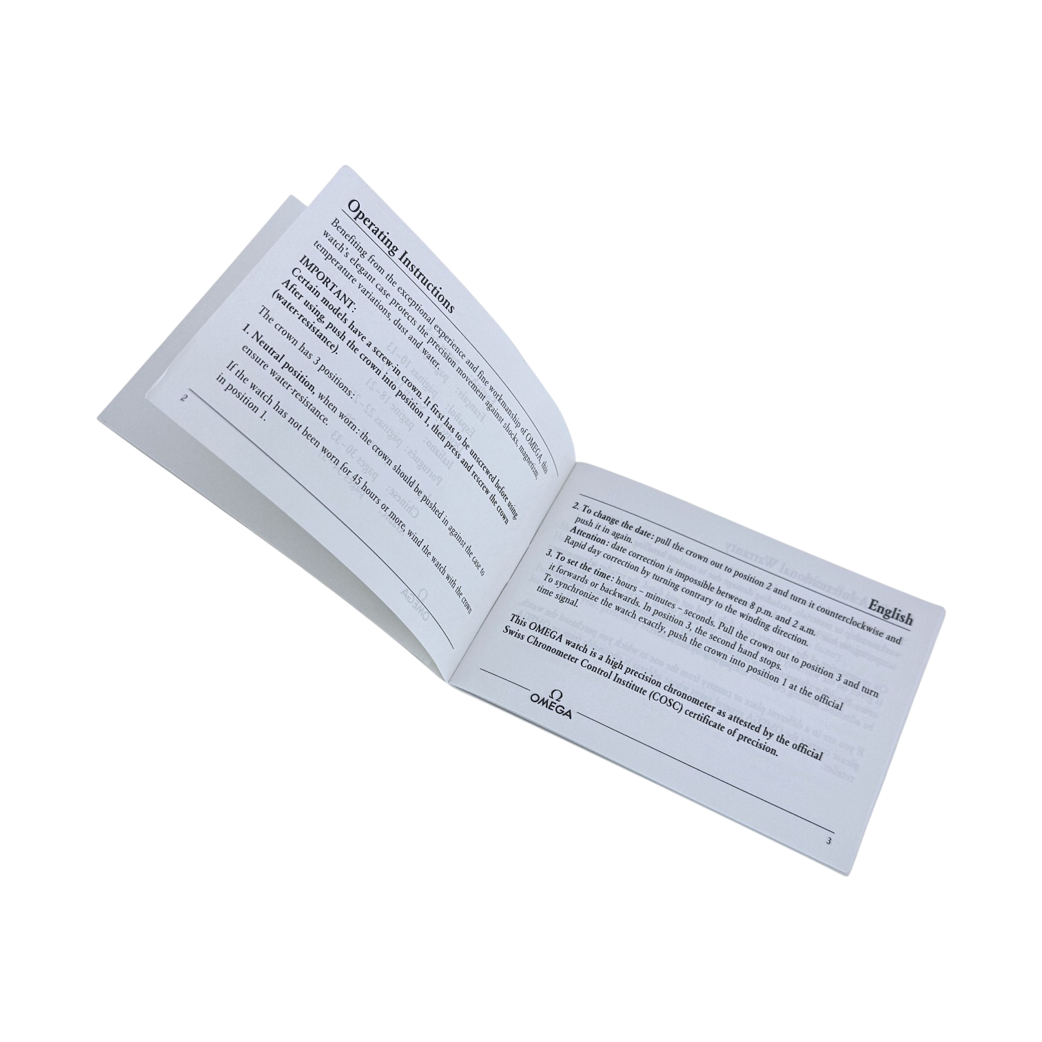 Omega Bedienungsanleitung Gebrauchsanweisung Handbuch für Cal. 1109/1111 Booklet