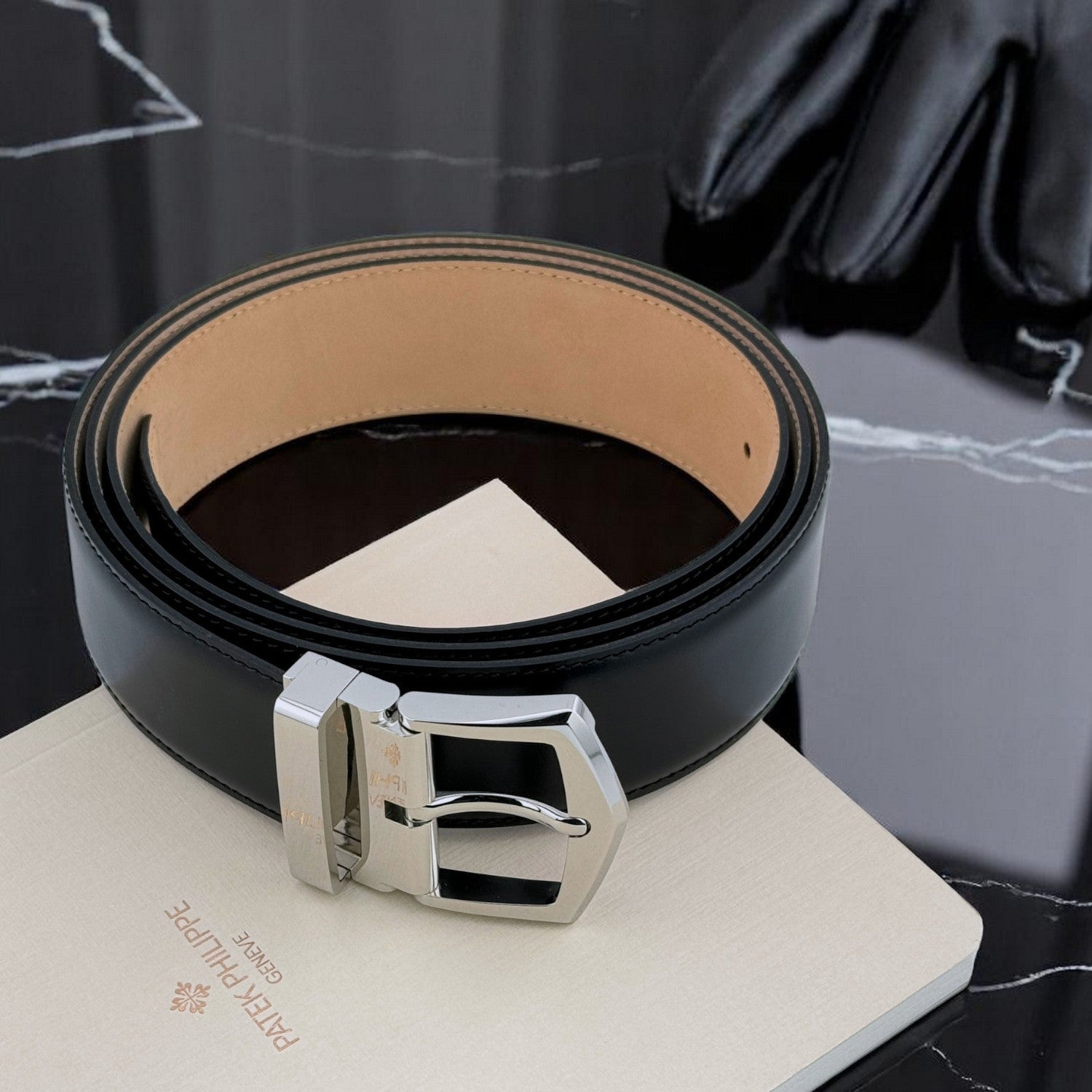 Patek Philippe Leder Gürtel Herrengürtel Herren Schwarz men´s leather belt black