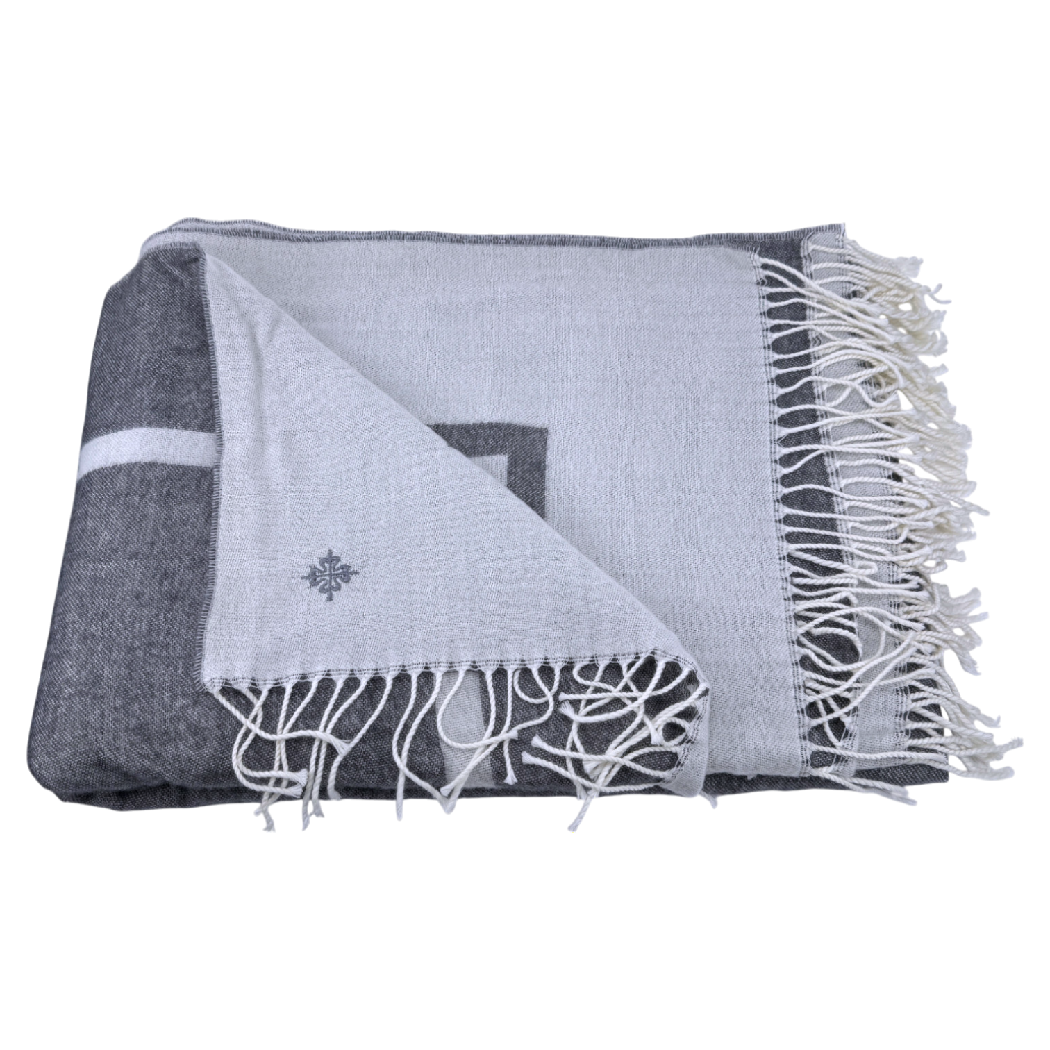 Patek Philippe Wohndecke Couchdecke Decke 100% Schurwolle Grau blanket gray