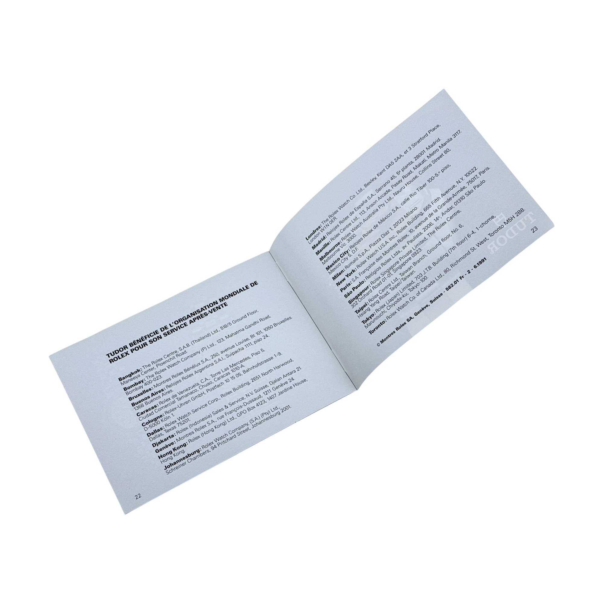 Tudor Handbuch Anleitung booklet Französisch france Ref. 582.01 Fr - 2 - 6.1991