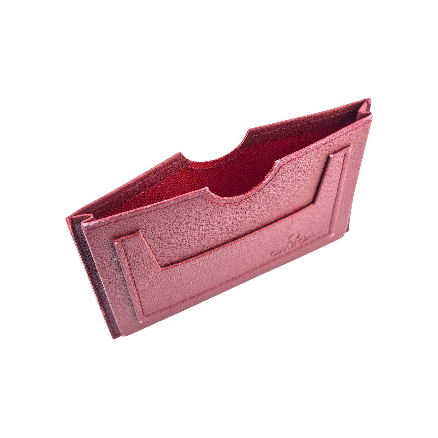 Omega Vintage Kartenetui Kartenhalter Etui Rot cardholder card case red