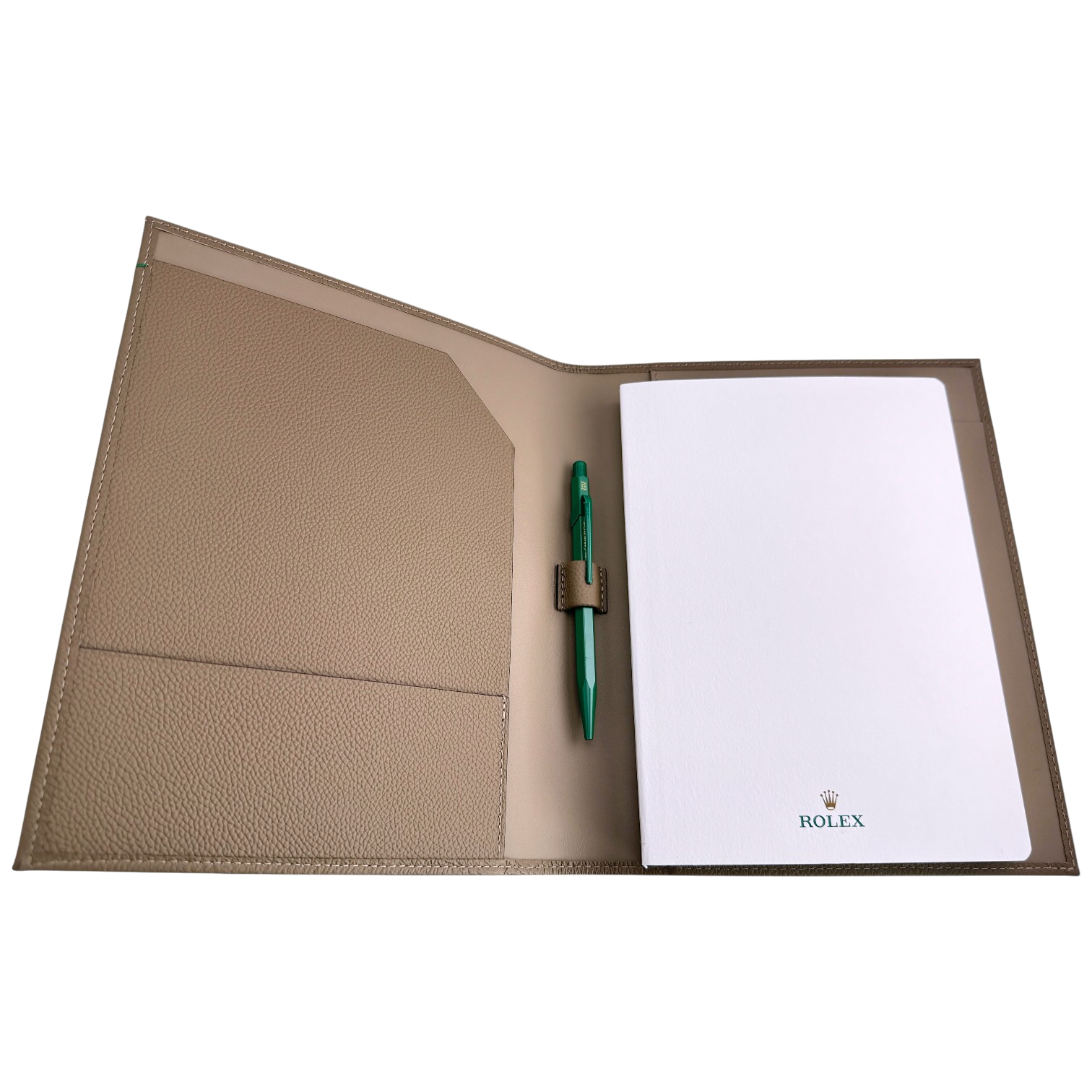 Rolex Dokumentenmappe, Aktenmappe mit Notizbuch und Kugelschreiber Beige