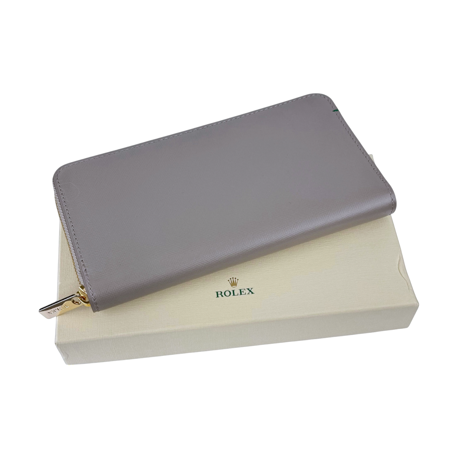 Rolex Portemonnaie Brieftasche Geldbeutel Leder Grau wallet leather gray