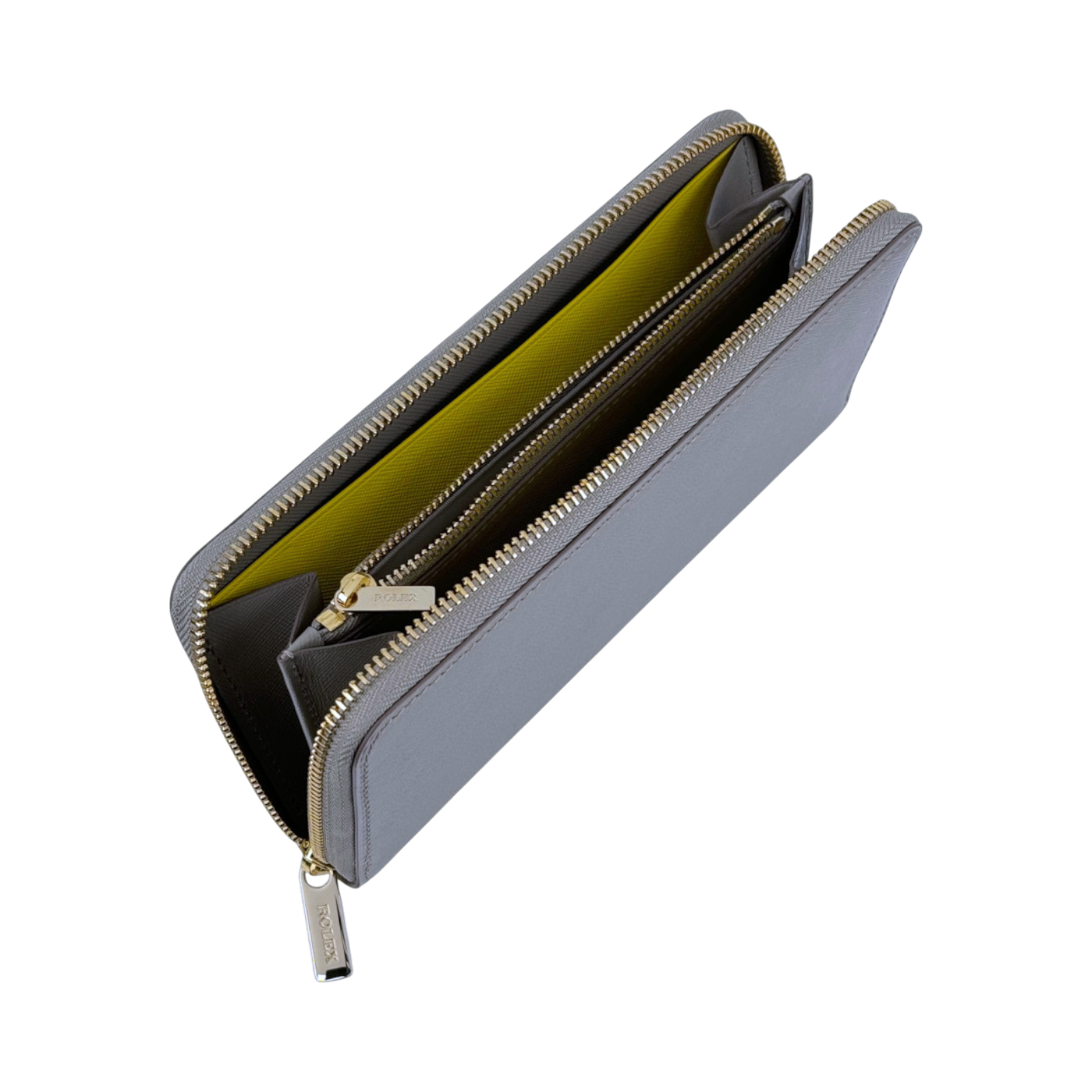 Rolex Portemonnaie Brieftasche Geldbeutel Leder Grau wallet leather gray