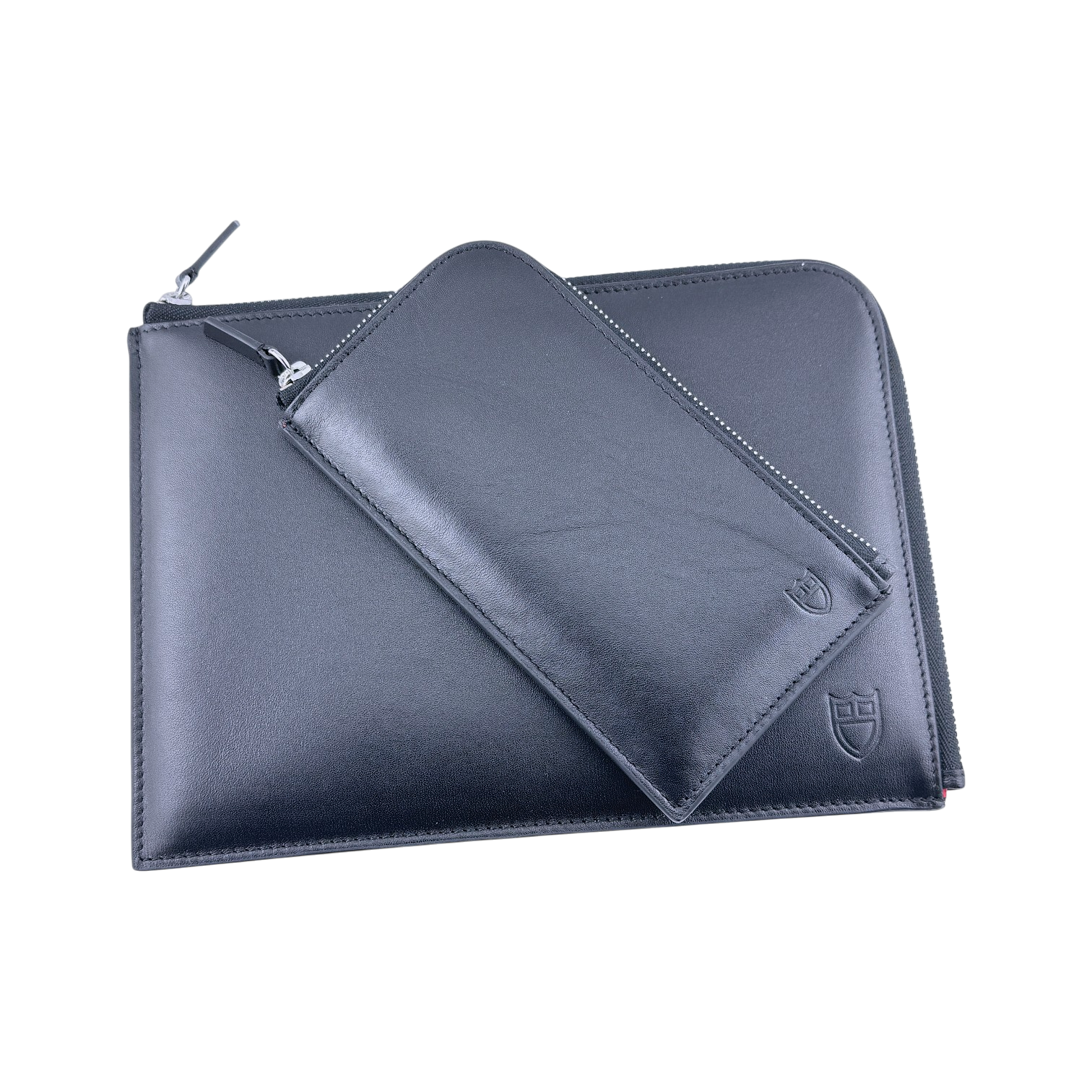 Tudor Taschenset Tasche Pochette Clutch Etui Handtasche Leder Schwarz