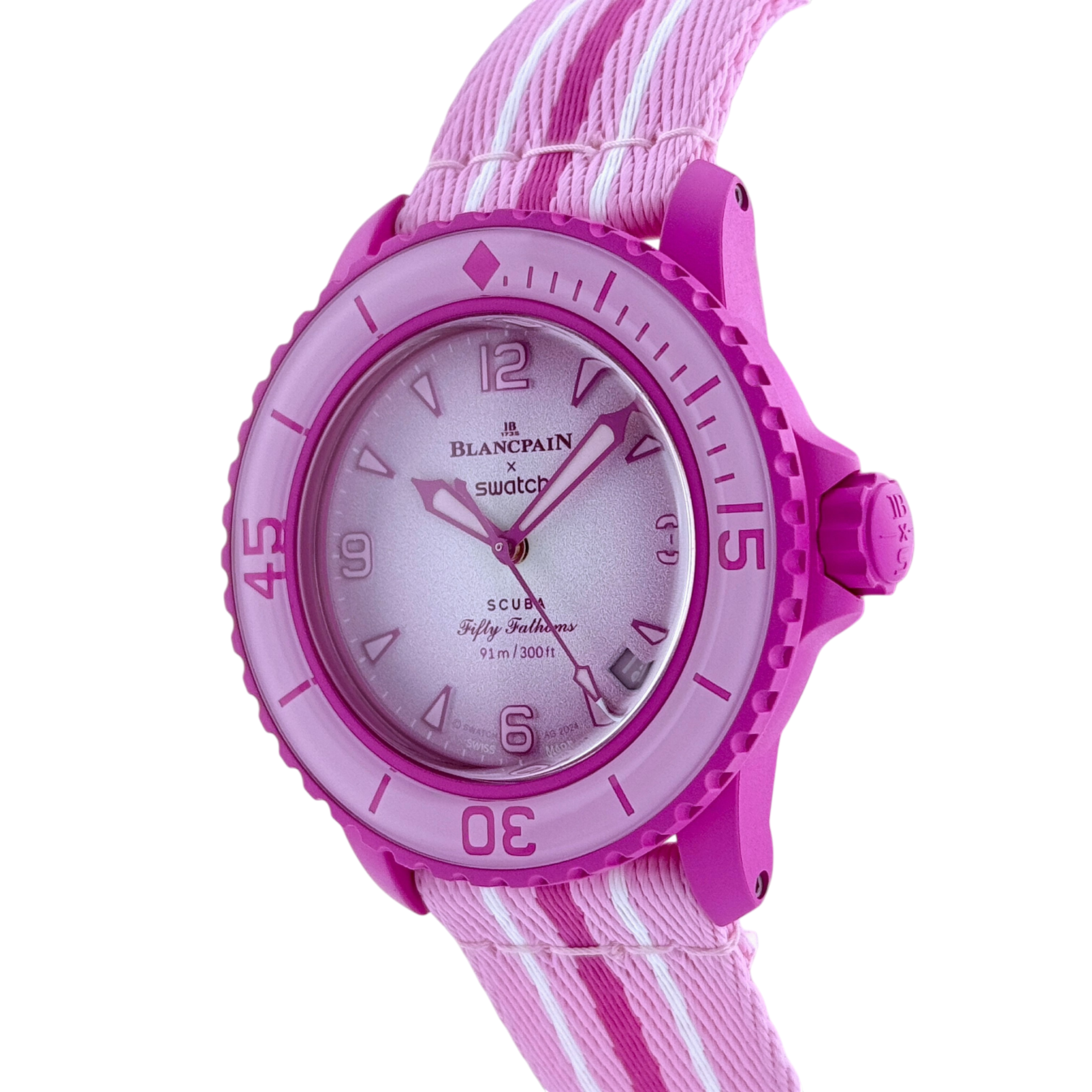 Swatch x Blancpain Scuba Fifty Fathoms Pink Ocean Armbanduhr Ref. SO35P400
