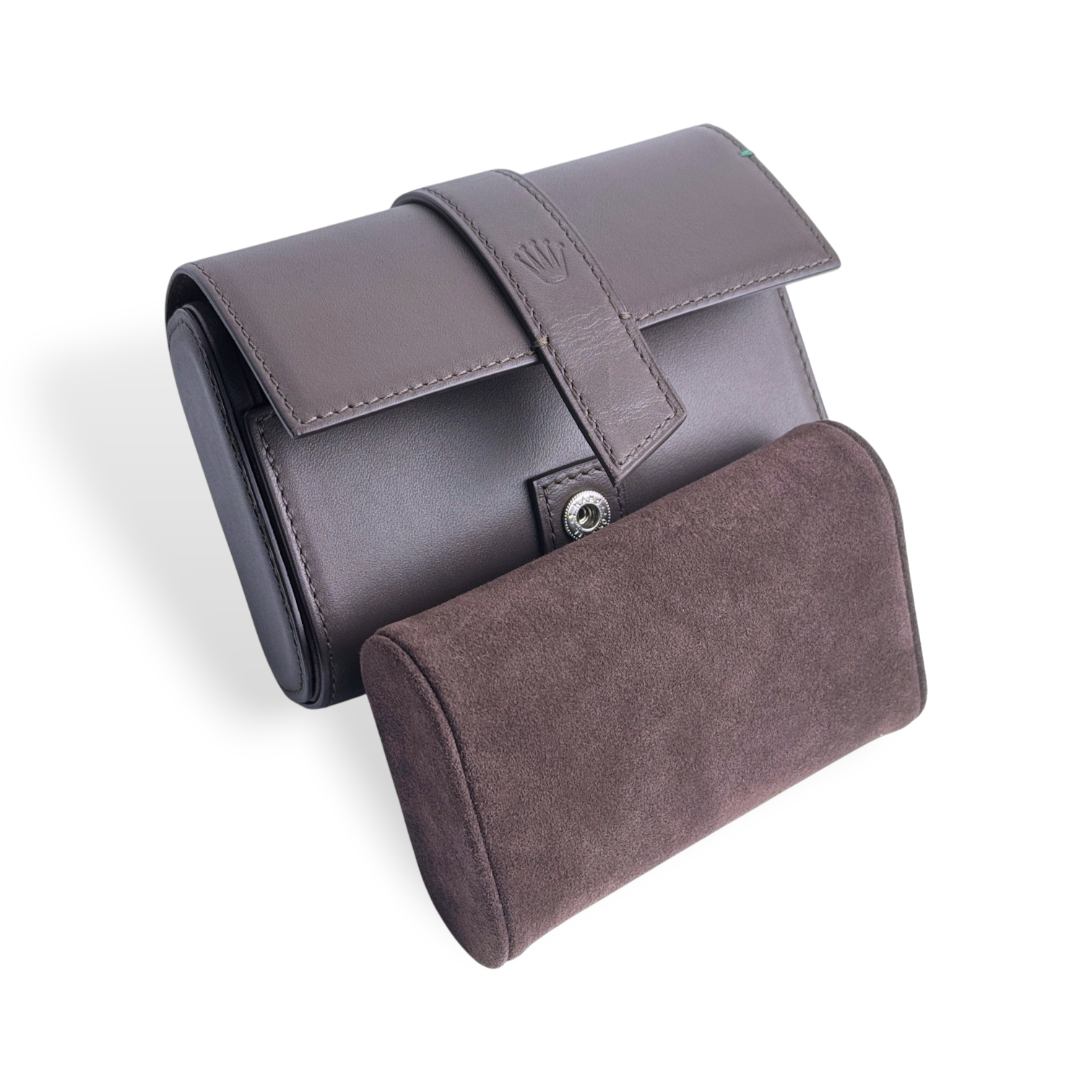 Rolex 2er-Uhrenetui Etui Reiseetui Leder Braun mit Umkarton