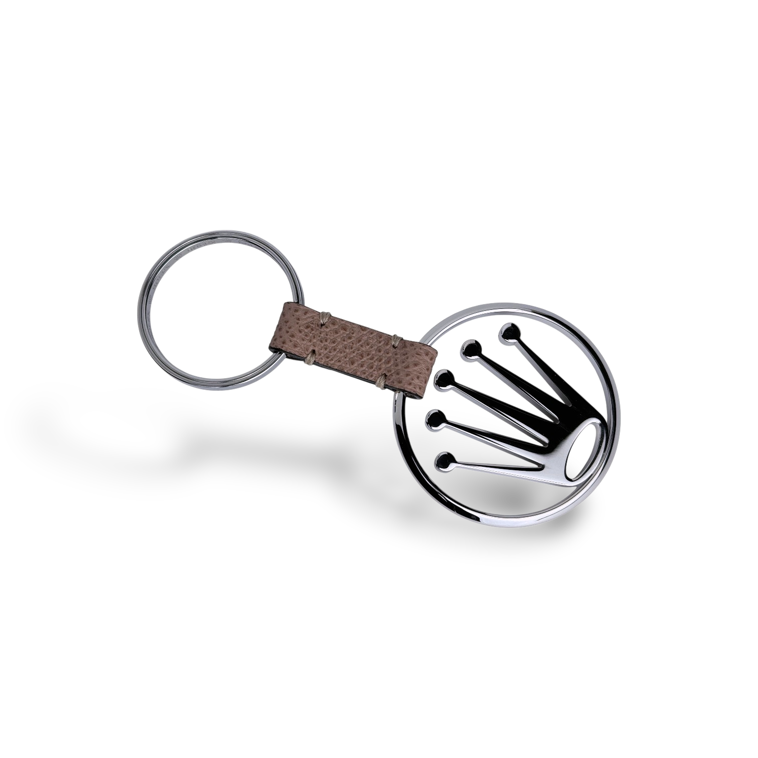 Rolex Edelstahl, Leder Schlüsselanhänger Anhänger in Silber, Braun