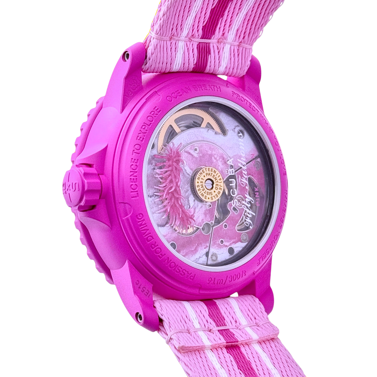 Swatch x Blancpain Scuba Fifty Fathoms Pink Ocean Armbanduhr Ref. SO35P400