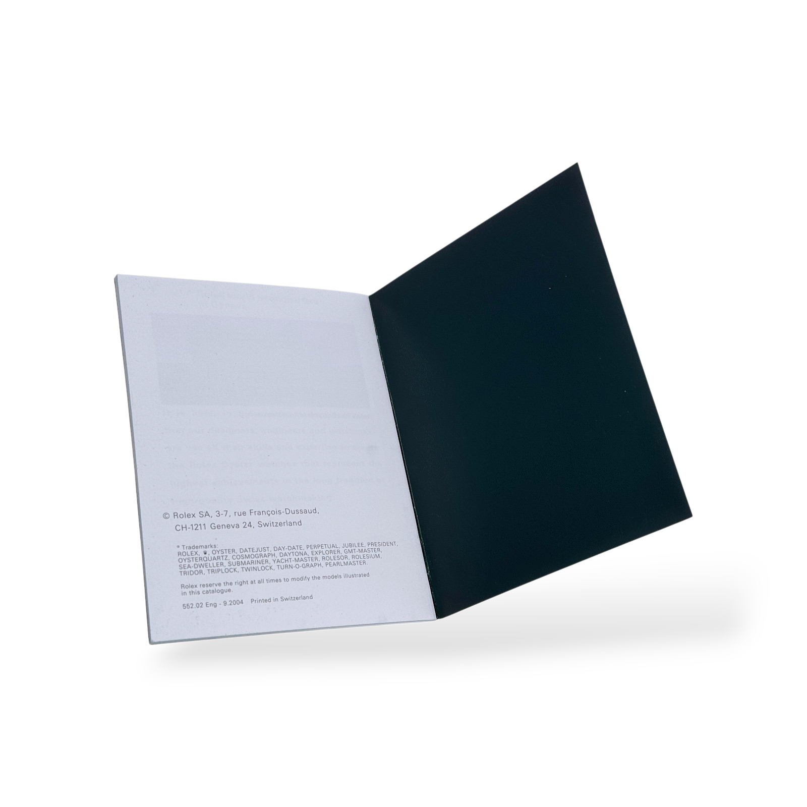 Rolex Datejust Booklet English Ref. 552.02 Eng - 9.2004