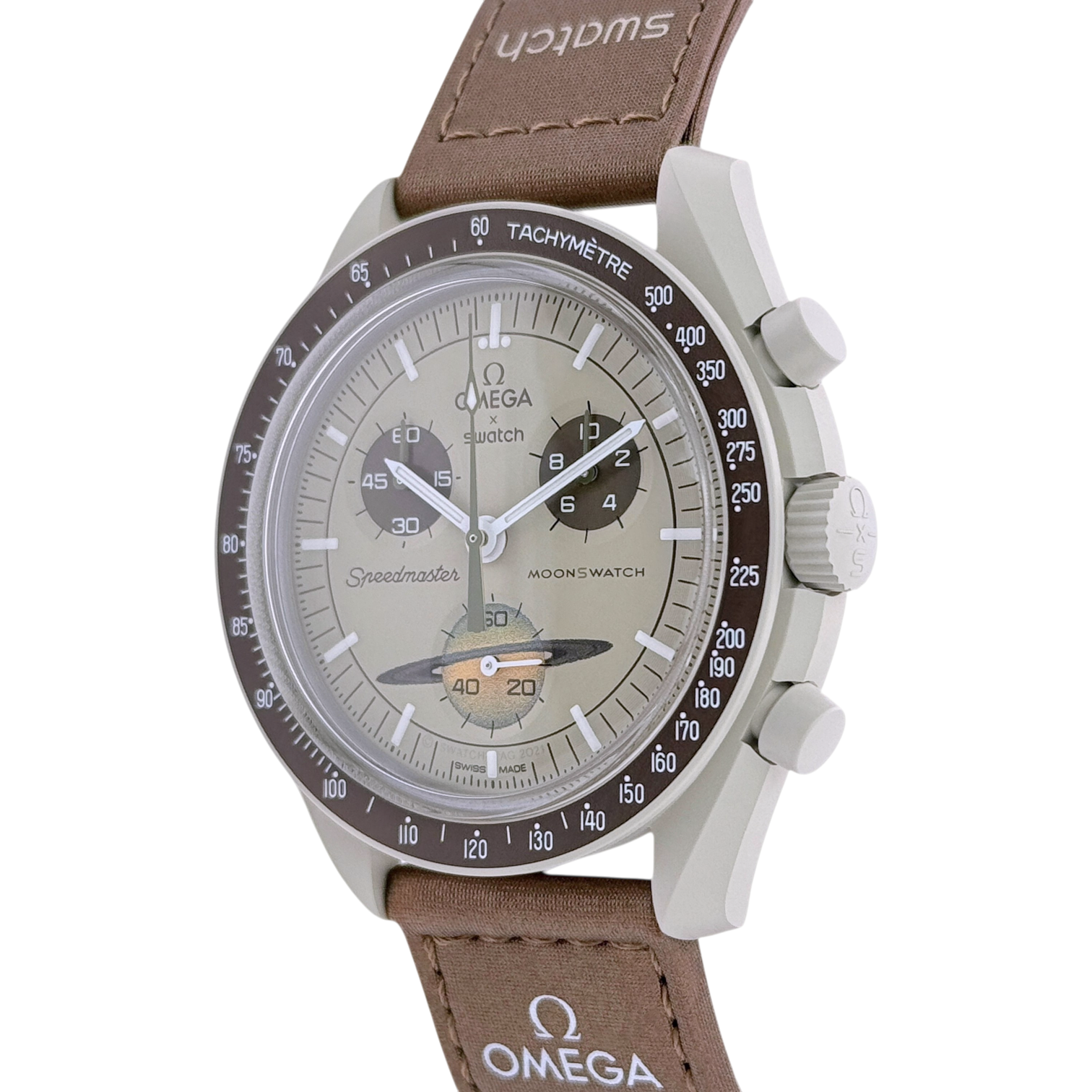 Swatch x Omega MoonSwatch Mission to Saturn Armbanduhr 42 mm Ref SO33T100