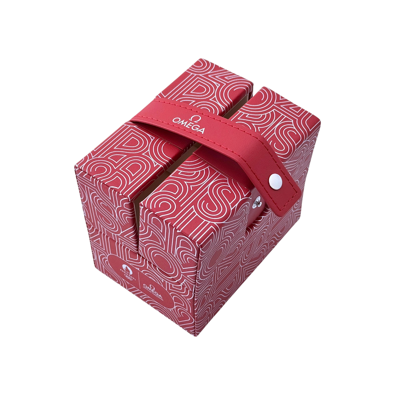 Omega Uhrenetui Etui Reiseetui Reisebox Box Paris Olympics 2024 Rot travel pouch