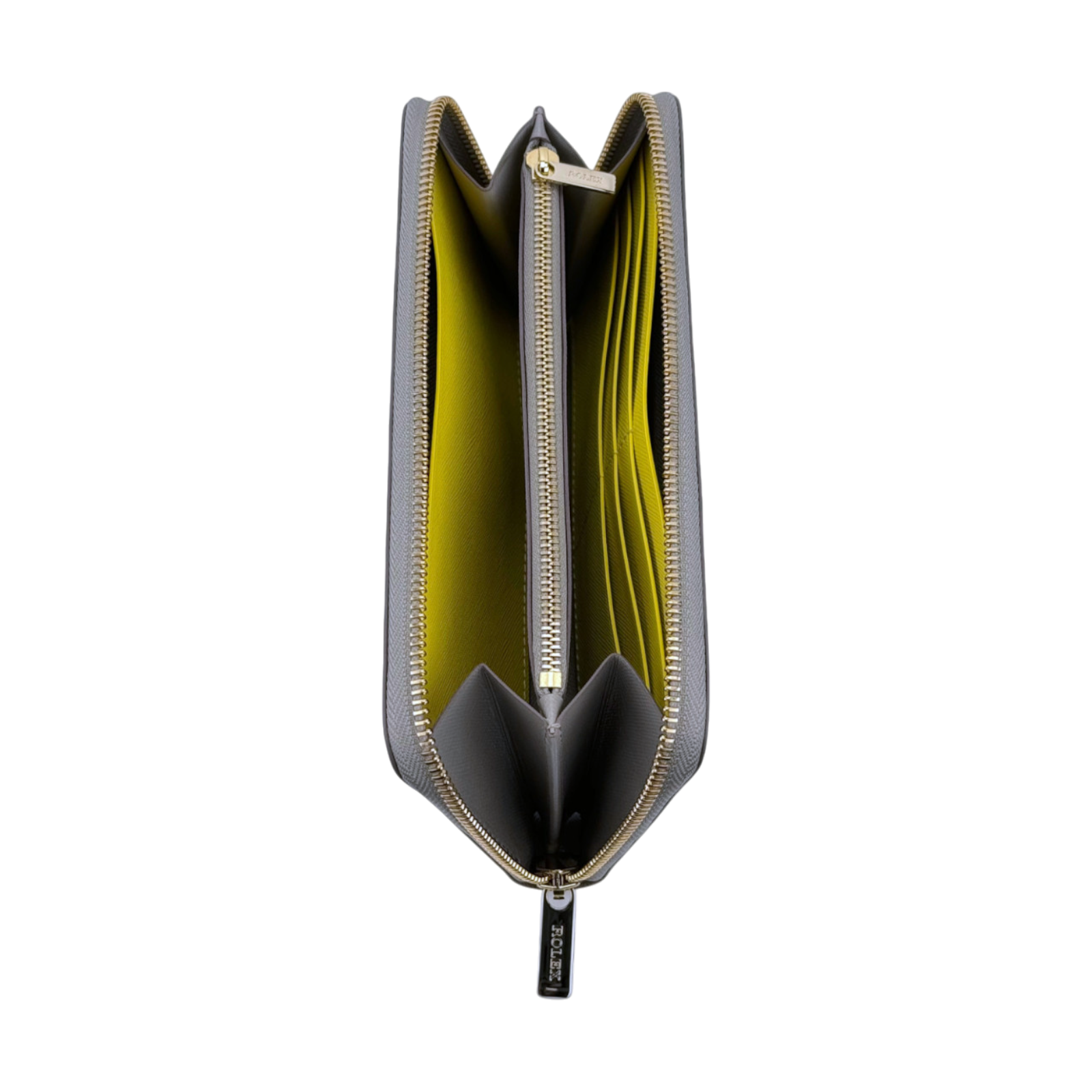 Rolex Portemonnaie Brieftasche Geldbeutel Leder Grau wallet leather gray