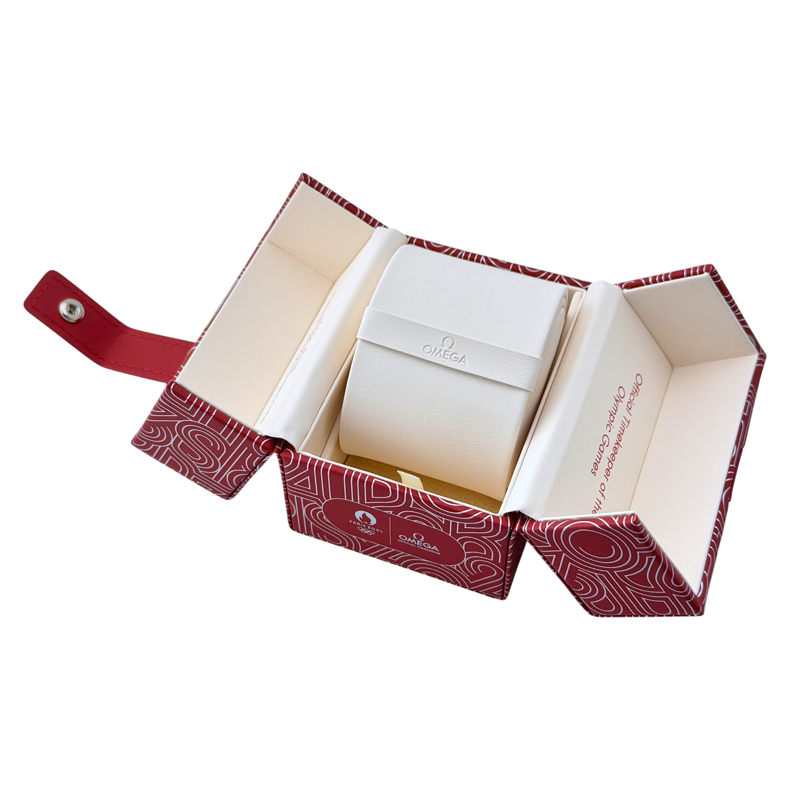 Omega Uhrenetui Etui Reiseetui Reisebox Box Paris Olympics 2024 Rot travel pouch