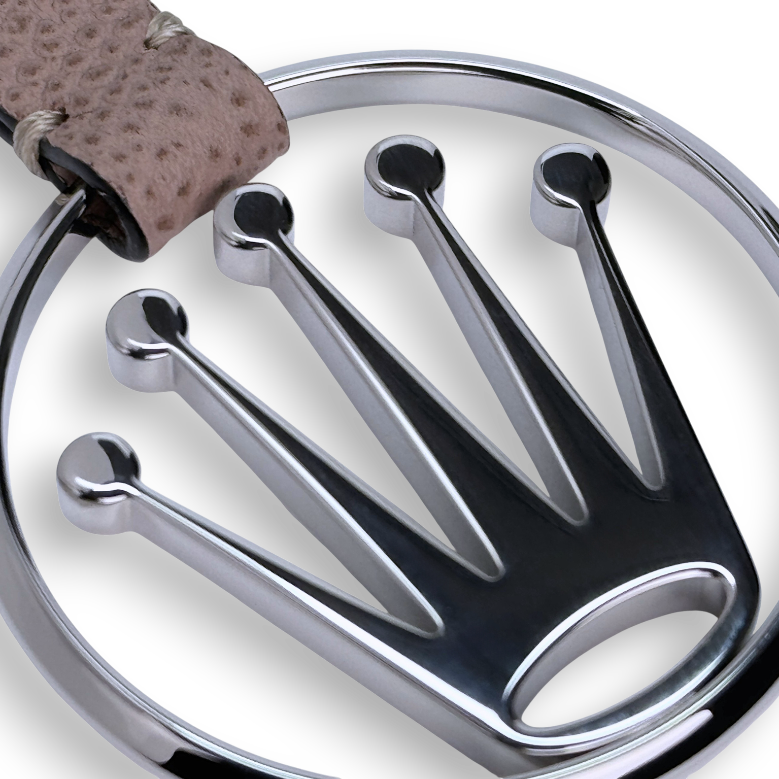 Rolex Edelstahl, Leder Schlüsselanhänger Anhänger in Silber, Braun