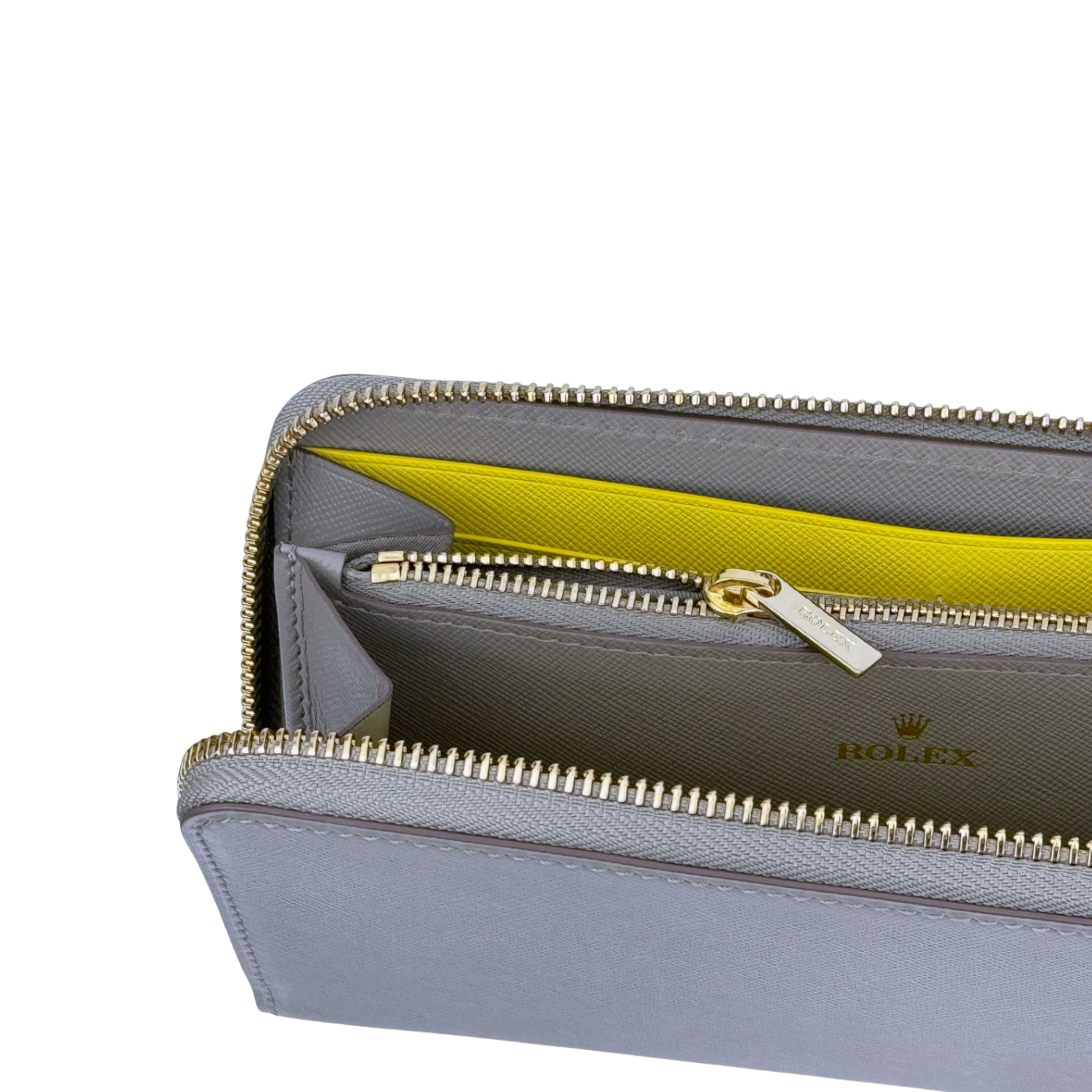 Rolex Portemonnaie Brieftasche Geldbeutel Leder Grau wallet leather gray