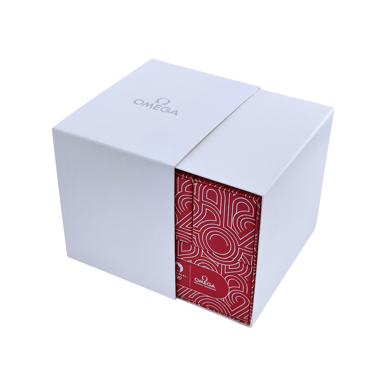 Omega Uhrenetui Etui Reiseetui Reisebox Box Paris Olympics 2024 Rot travel pouch