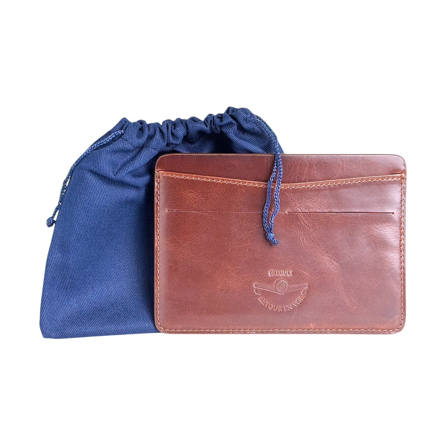 Breguet Leder Kartenetui, Kartenhalter Braun mit Staubbeutel