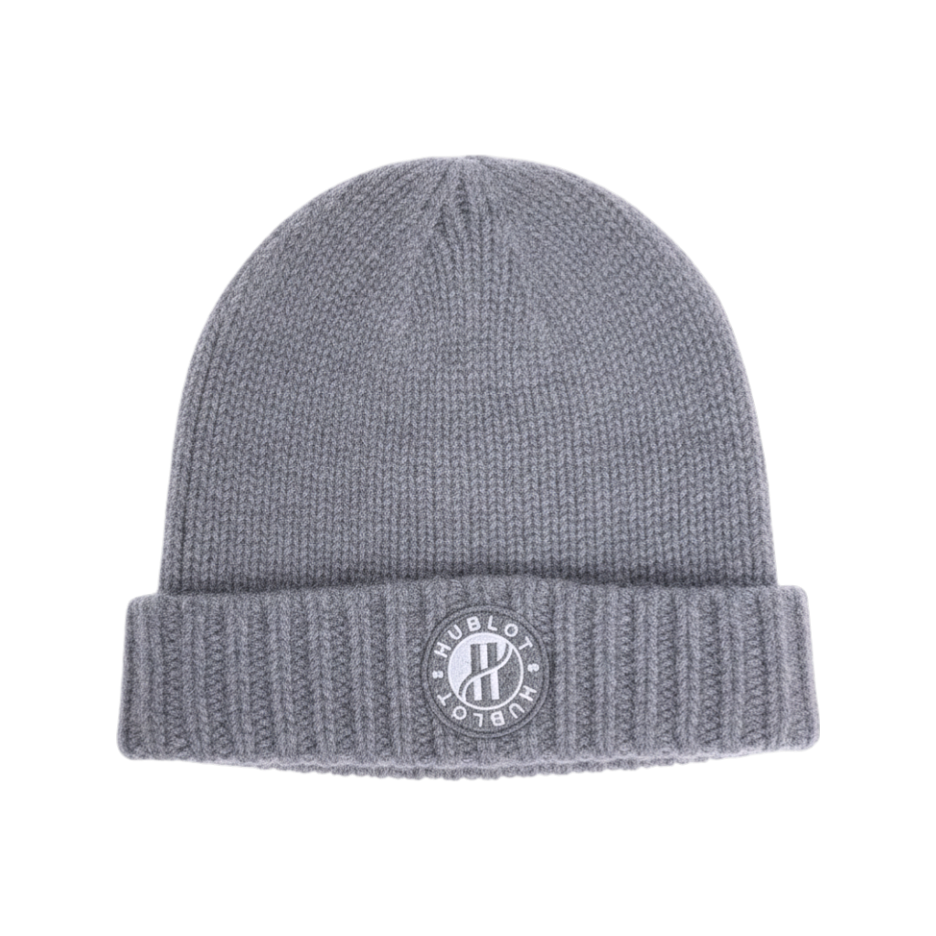 Hublot Mütze Strickmütze Beanie mit Umschlag Baumwolle, Kaschmir Grau
