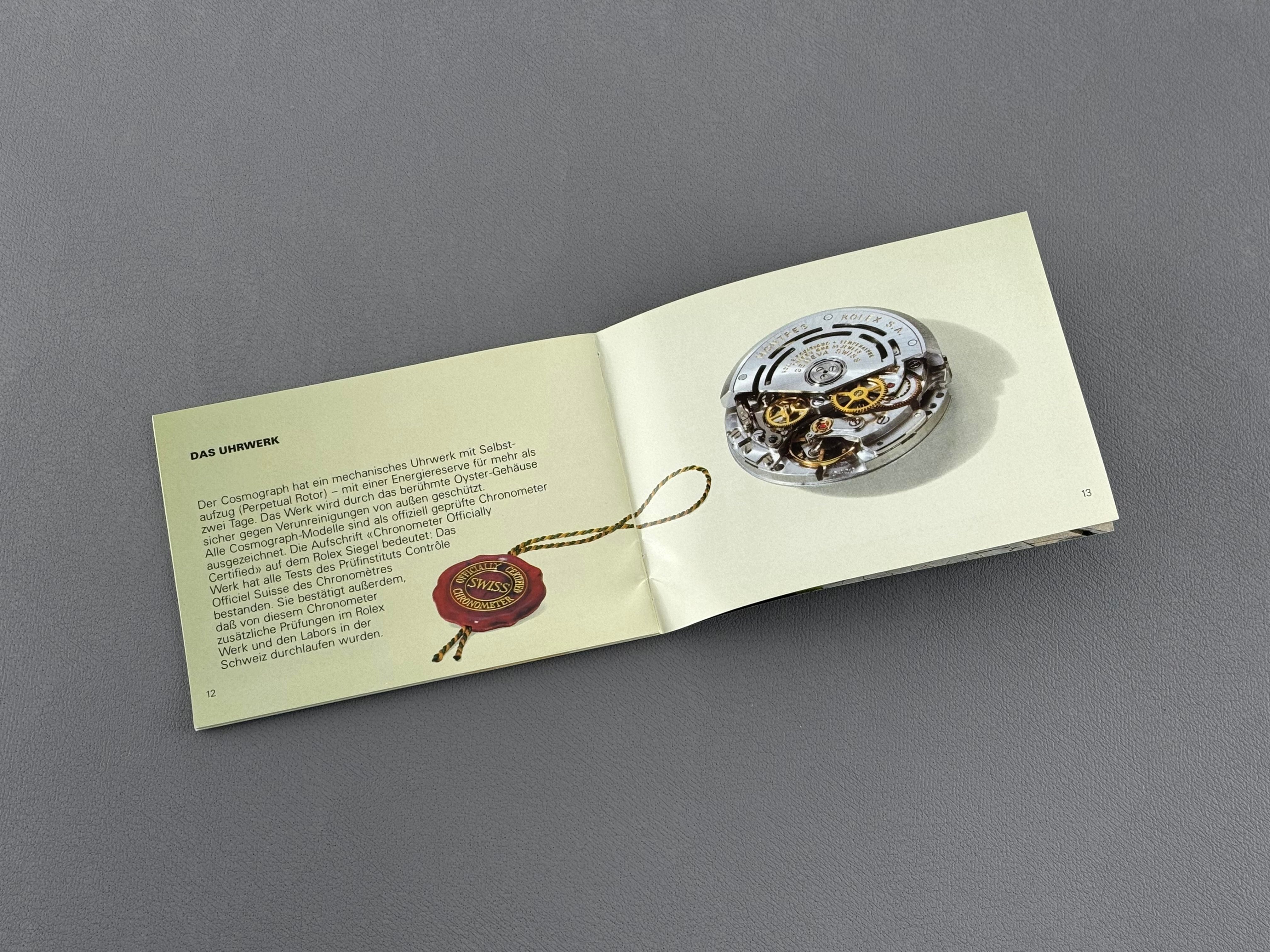 Rolex Cosmograph Daytona vintage Booklet Deutsch Jahr 1989 Ref. 596.13