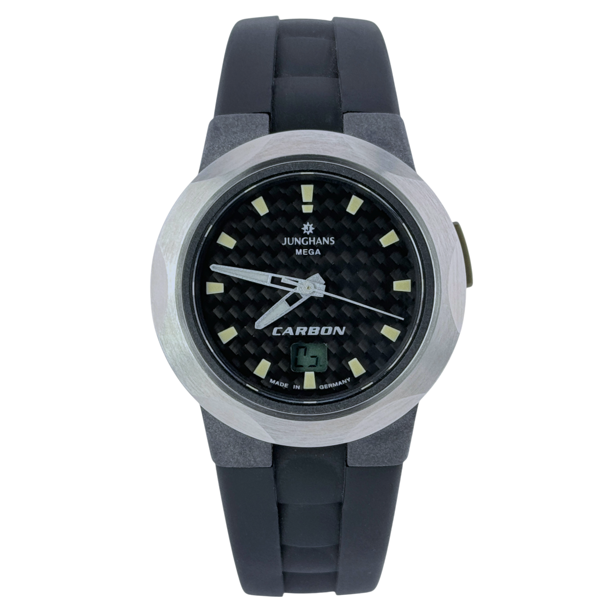 Junghans Mega Carbon Funkuhr Armbanduhr Schwarz 38 mm radio watch Ref. 050/2097