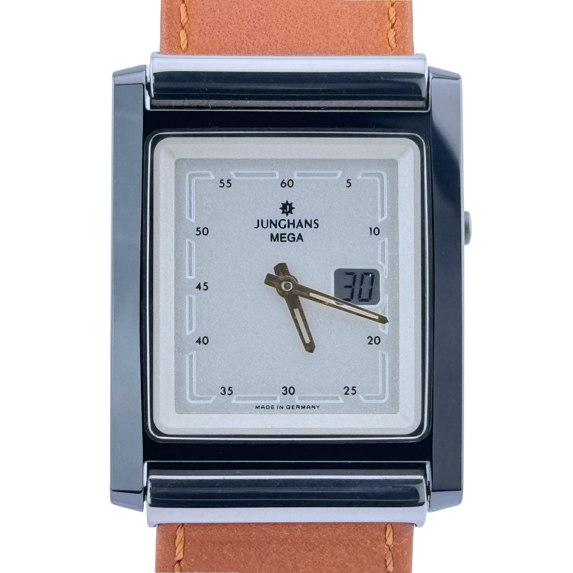 Junghans Mega Funkuhr Armbanduhr Keramik Weiß 29 mm radio watch Ref. 12/1805