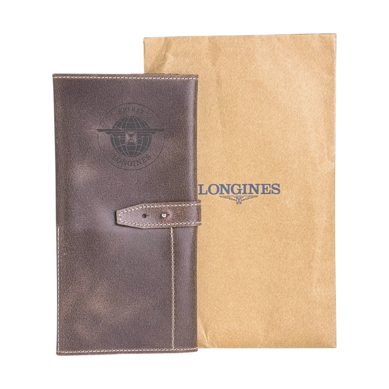 Longines Spirit faltbares leder Uhrenetui - Reiseetui in Braun