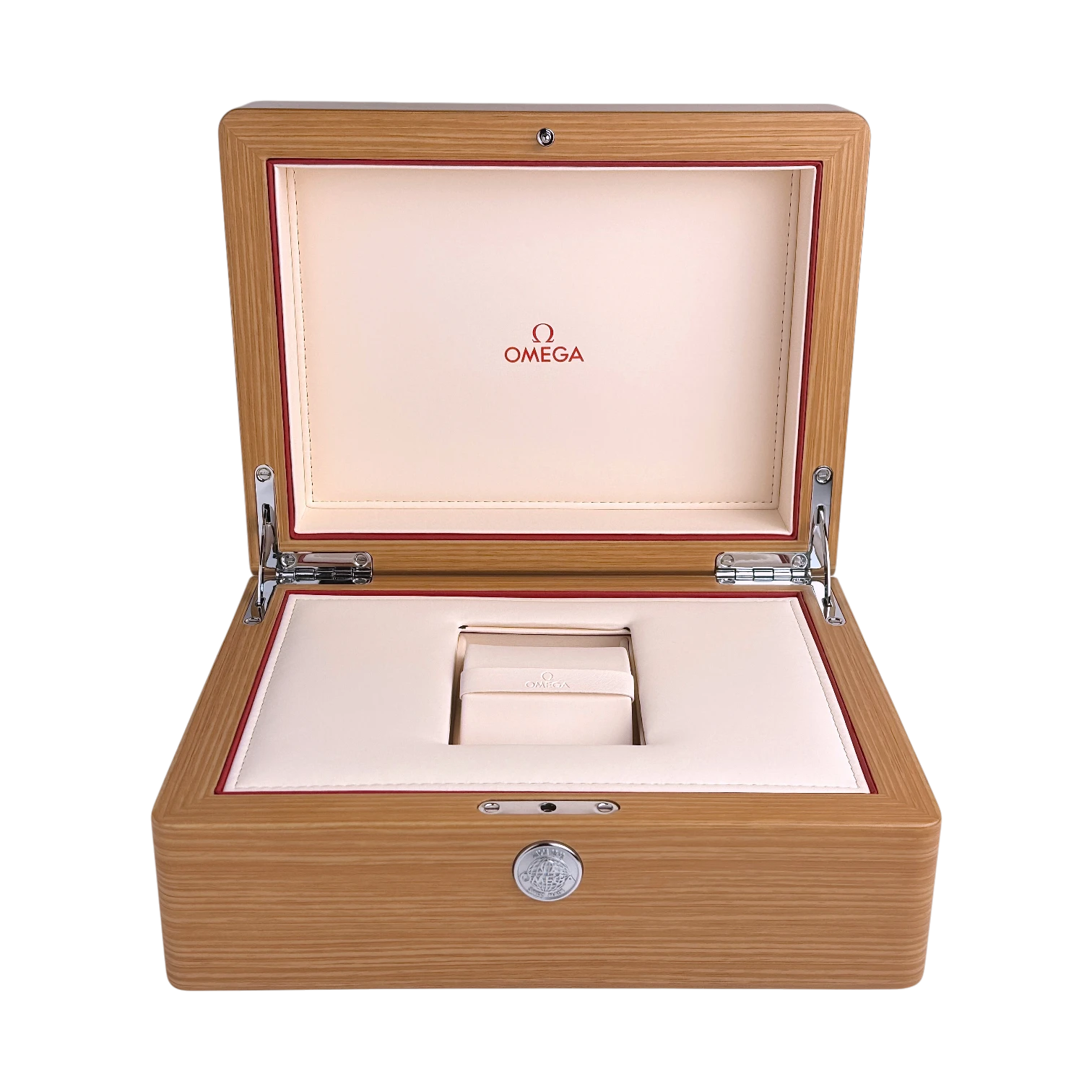 Omega Holz Uhrenbox Aufbewahrung Box Umkarton Braun wood watch storage box brown