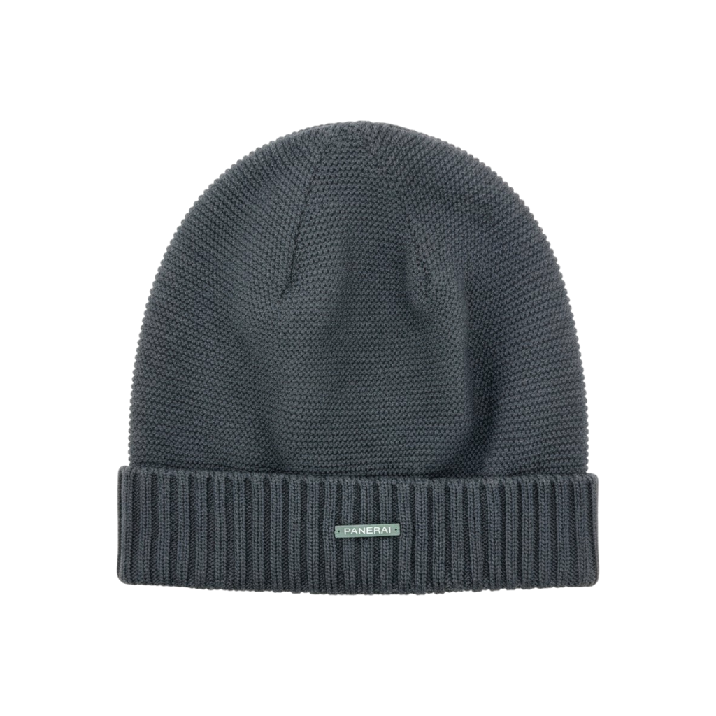 Panerai Mütze Strickmütze mit Umschlag 100 % Baumwolle Dunkelgrün hat green