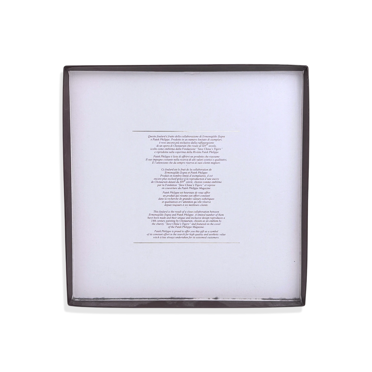 Patek Philippe X Ermenegildo vintage Seidentuch mit Tigermotiv 130x130 cm