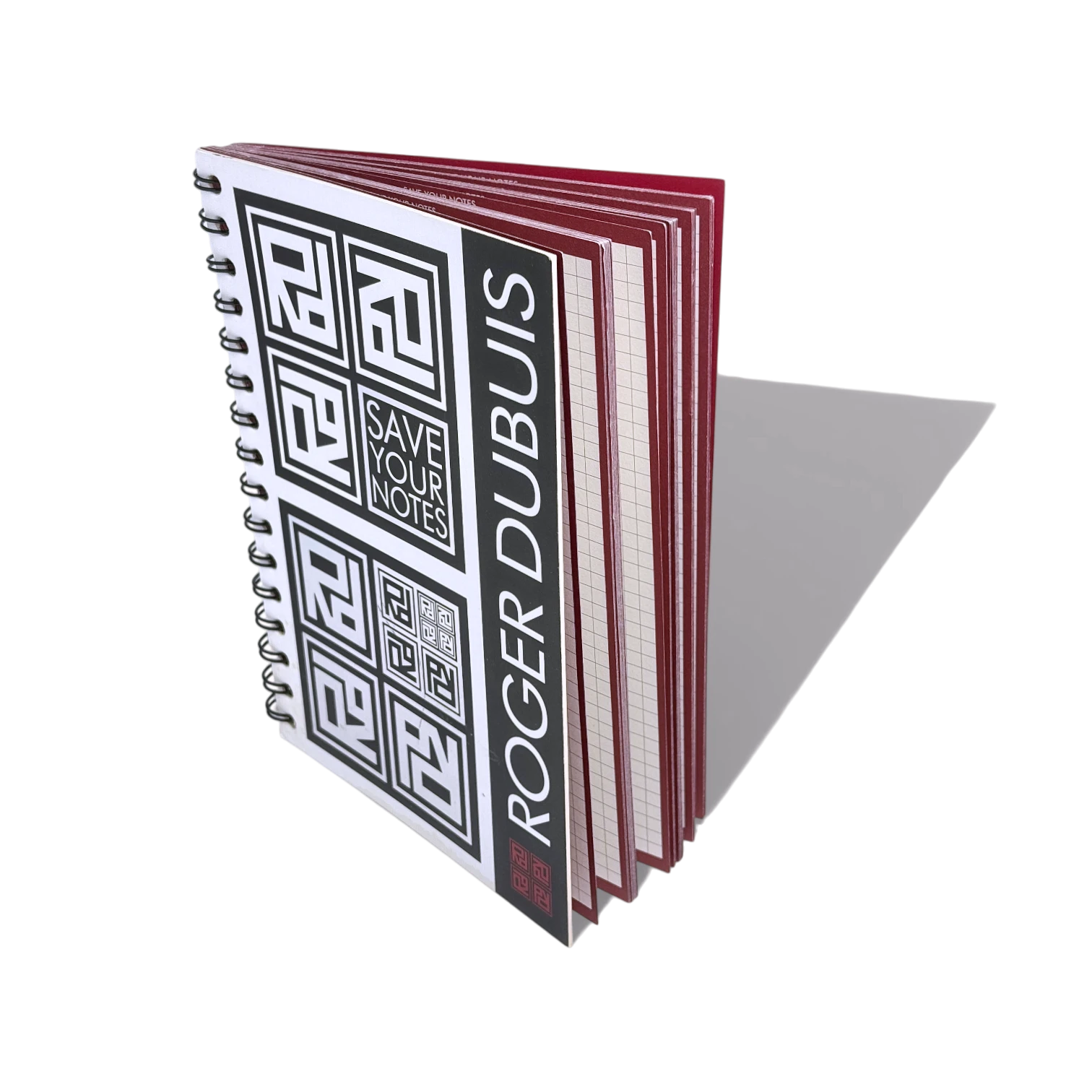 Roger Dubuis kariertes Notizbuch mit Hardcover in Schwarz, Weiß