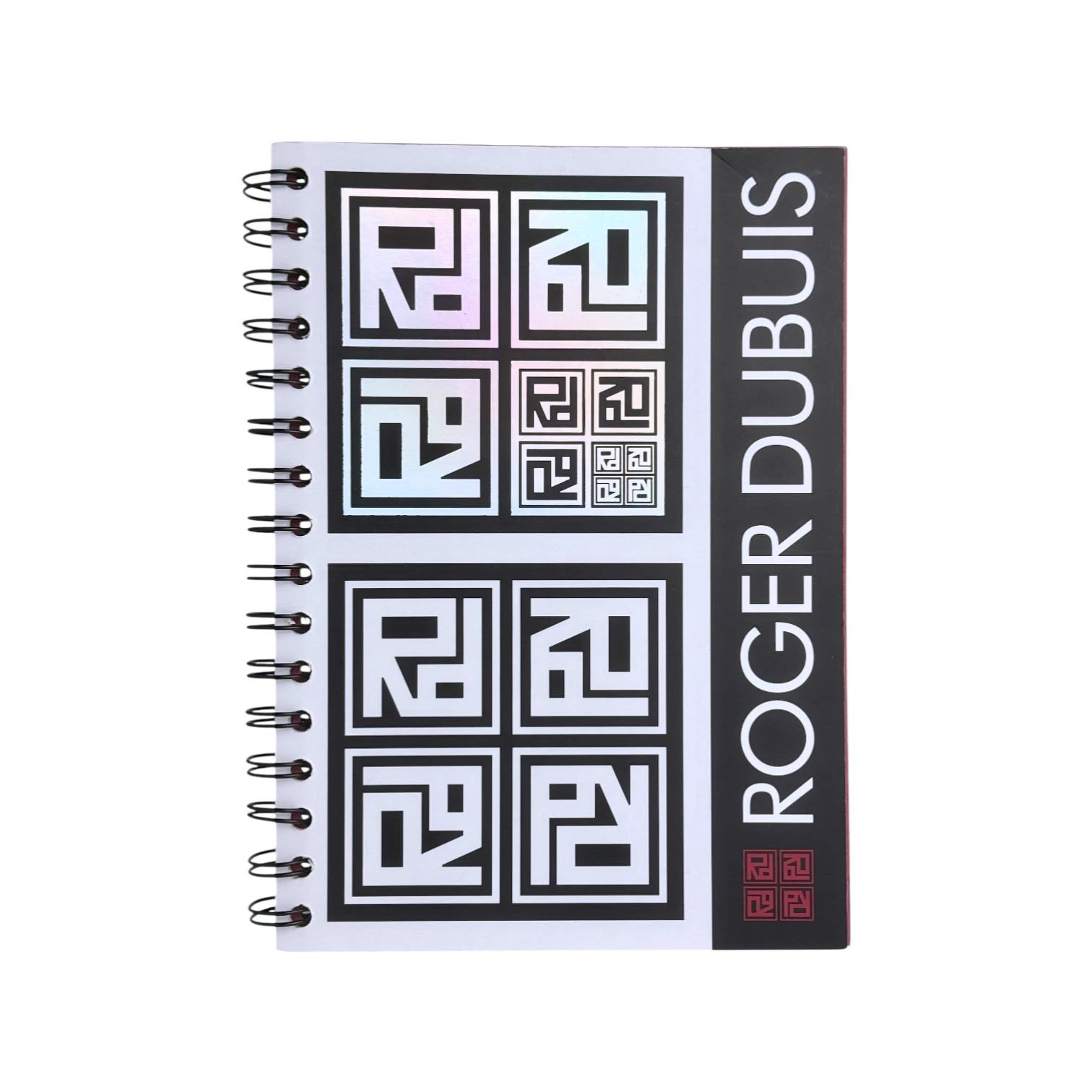 Roger Dubuis kariertes Notizbuch mit Hardcover in Schwarz, Weiß