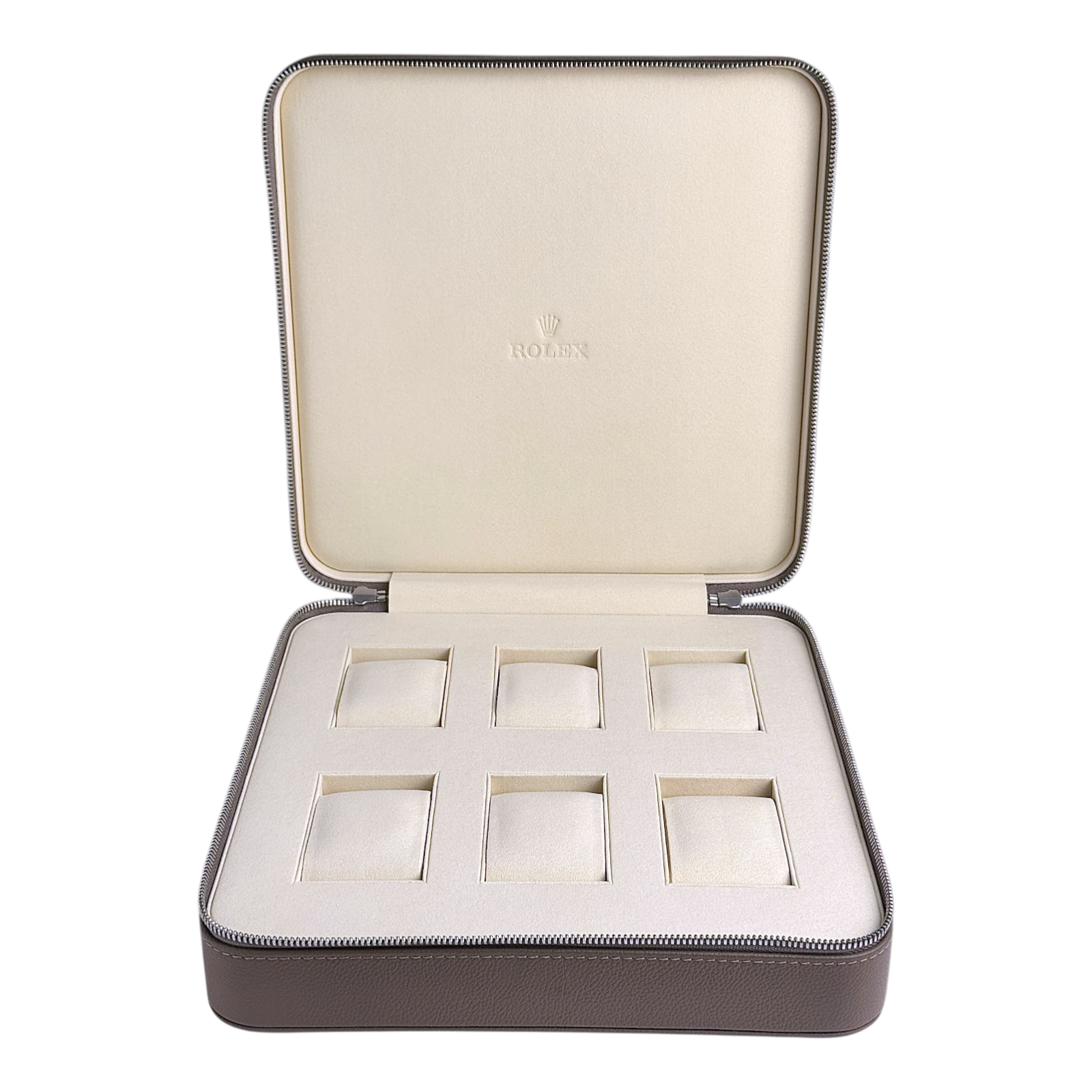 Rolex 6er-Uhrenkoffer, Uhrenbox, Uhrenetui Beige mit Umkarton