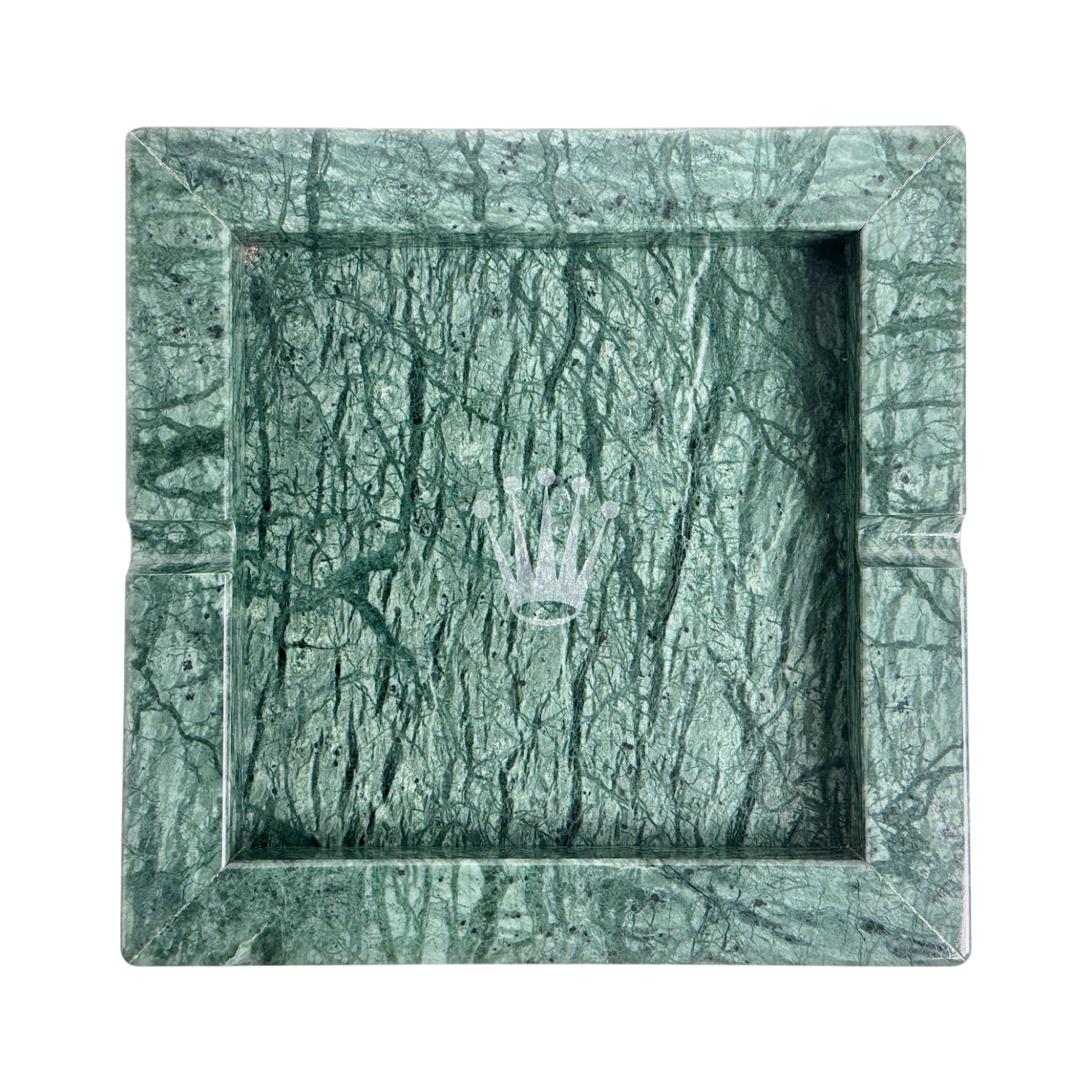 Rolex Aschenbecher 16x16 cm aus grünem Marmor