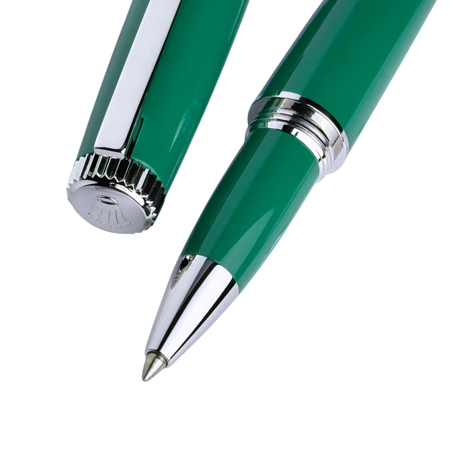 Rolex Kugelschreiber in Grün, Silber - Luxus Kuli mit Schraubdeckel