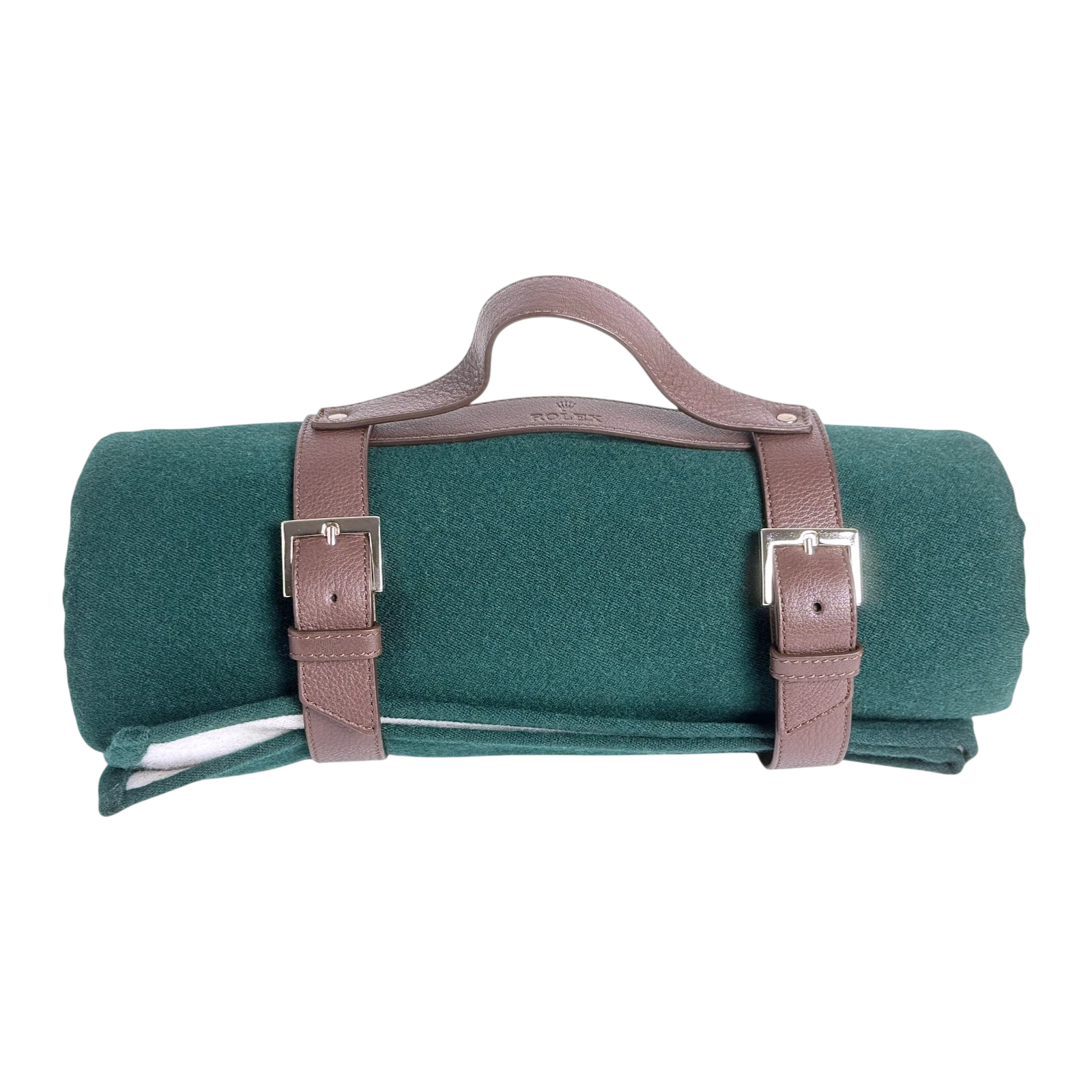 Rolex Picknickdecke, Decke Wolle, Siede Grün, Weiß mit Tragegurt