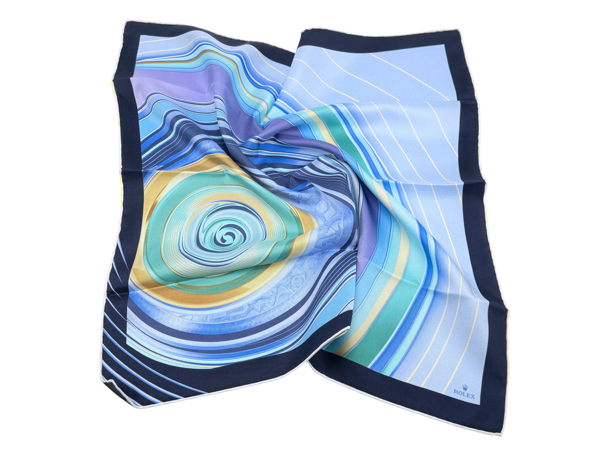 Rolex Seidentuch Tuch Halstuch 100 % Seide Blau silk scarf neckerchief blue
