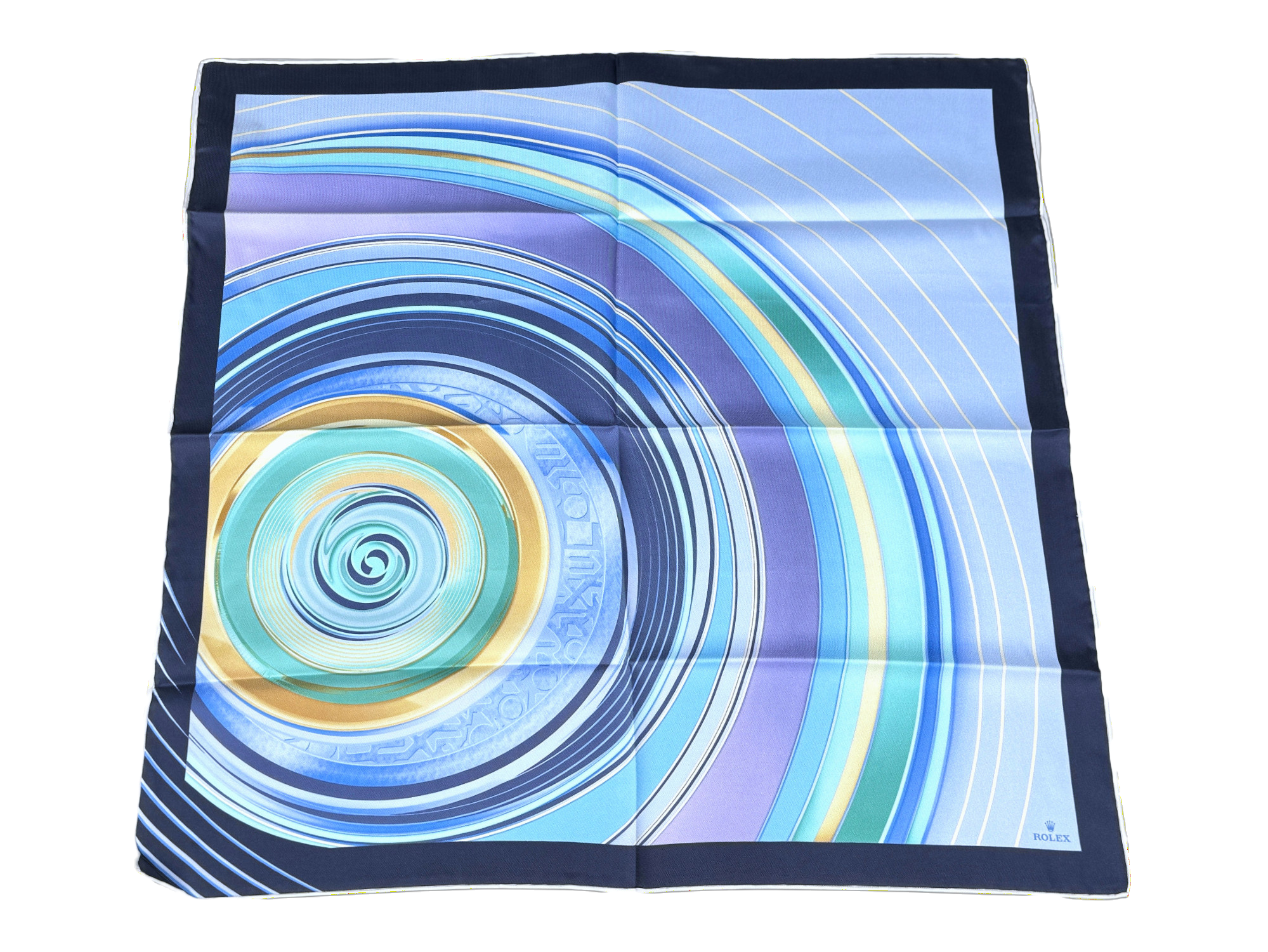 Rolex Seidentuch Tuch Halstuch 100 % Seide Blau silk scarf neckerchief blue