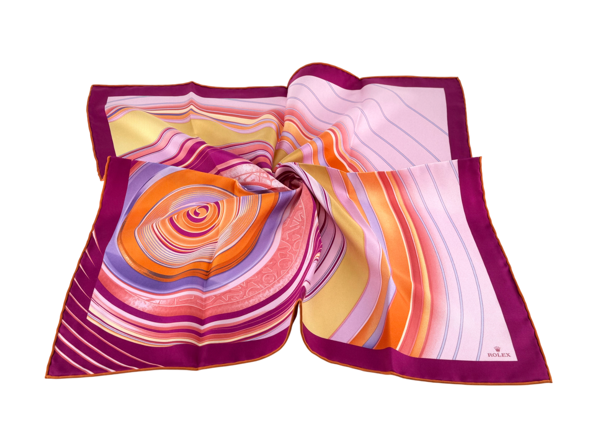 Rolex Seidentuch Tuch Halstuch 100 % Seide Rosa silk scarf neckerchief pink