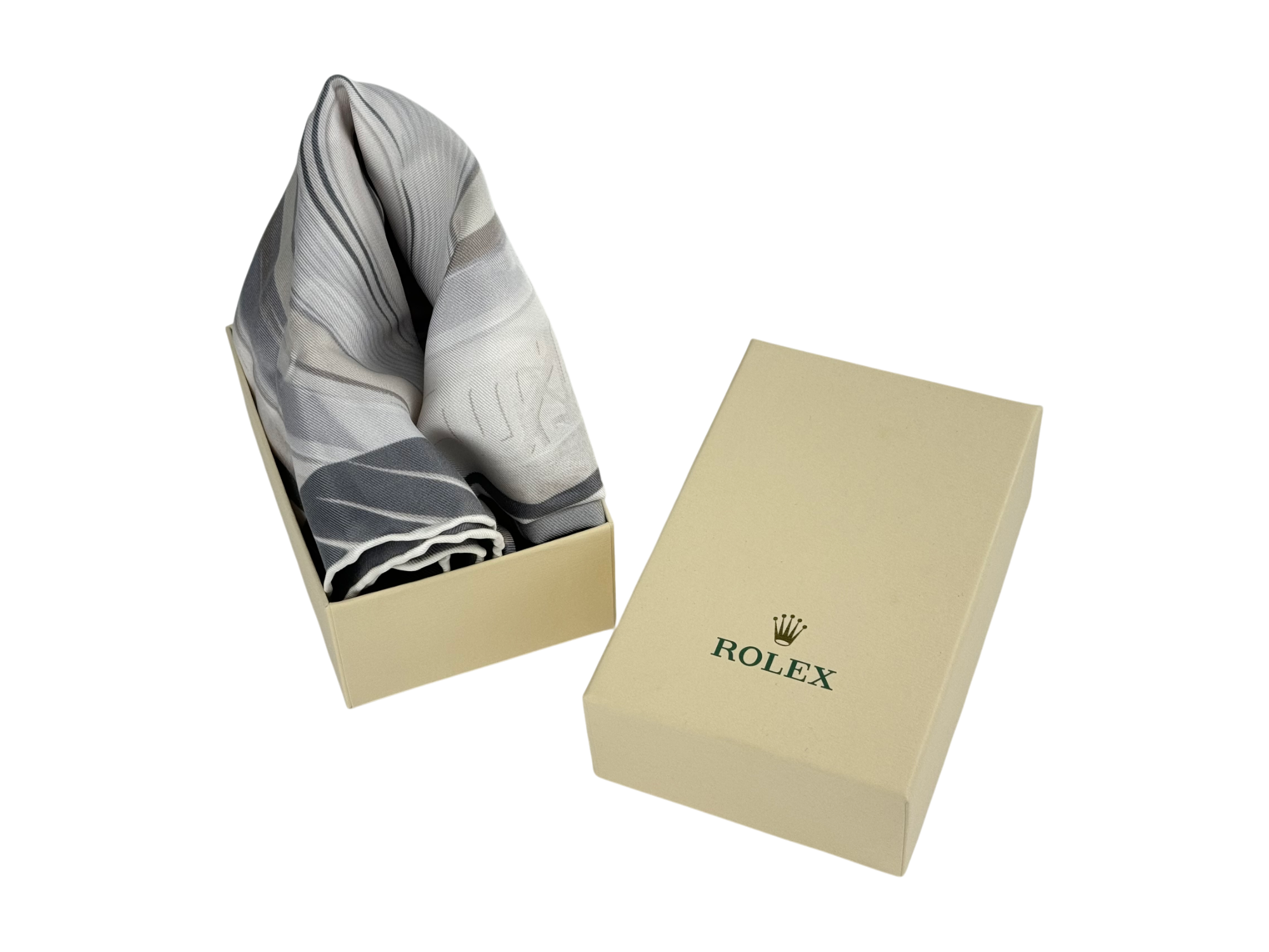 Rolex Seidentuch Tuch Halstuch Grau silk scarf neckerchief grey