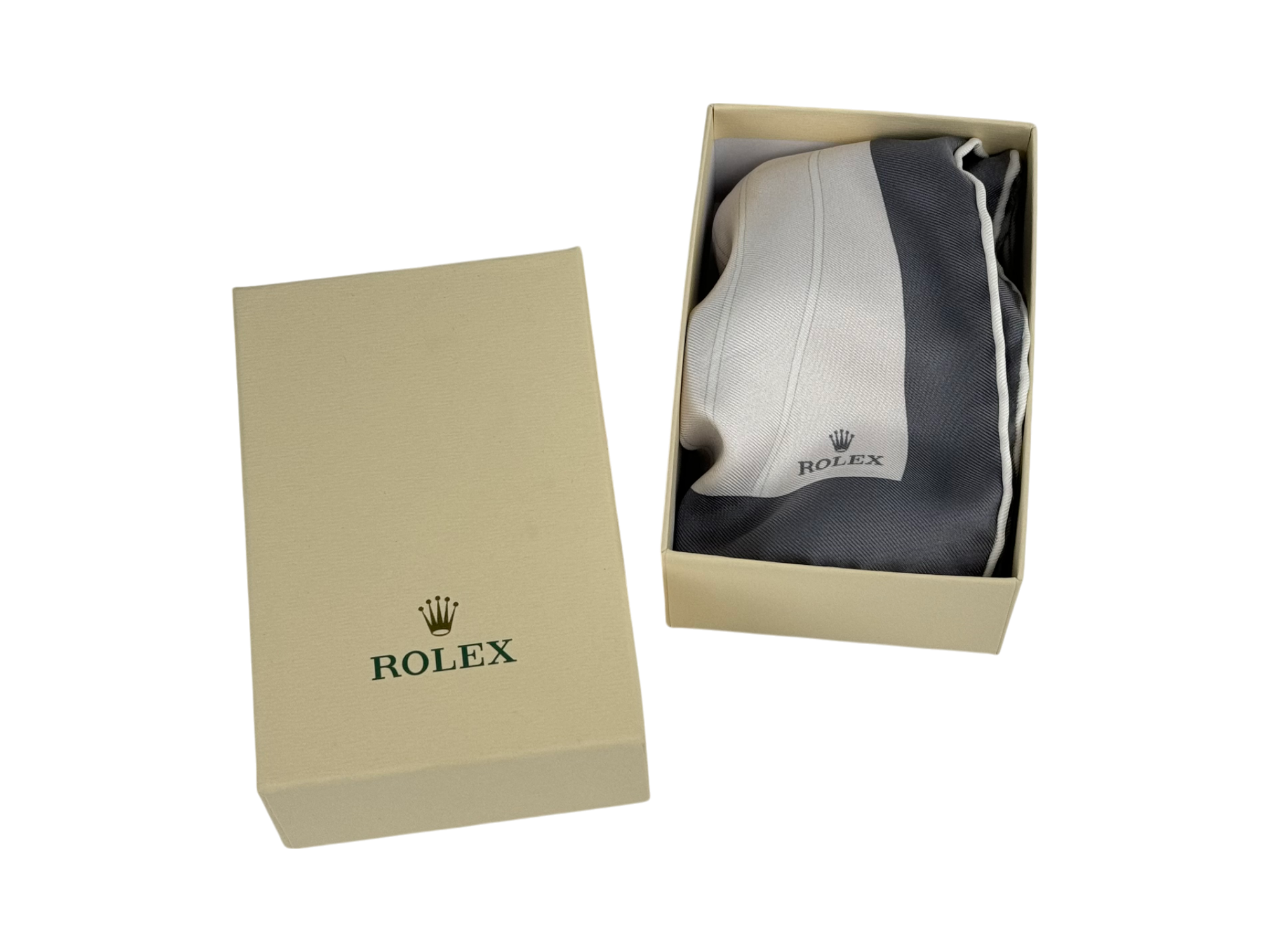 Rolex Seidentuch Tuch Halstuch Grau silk scarf neckerchief grey