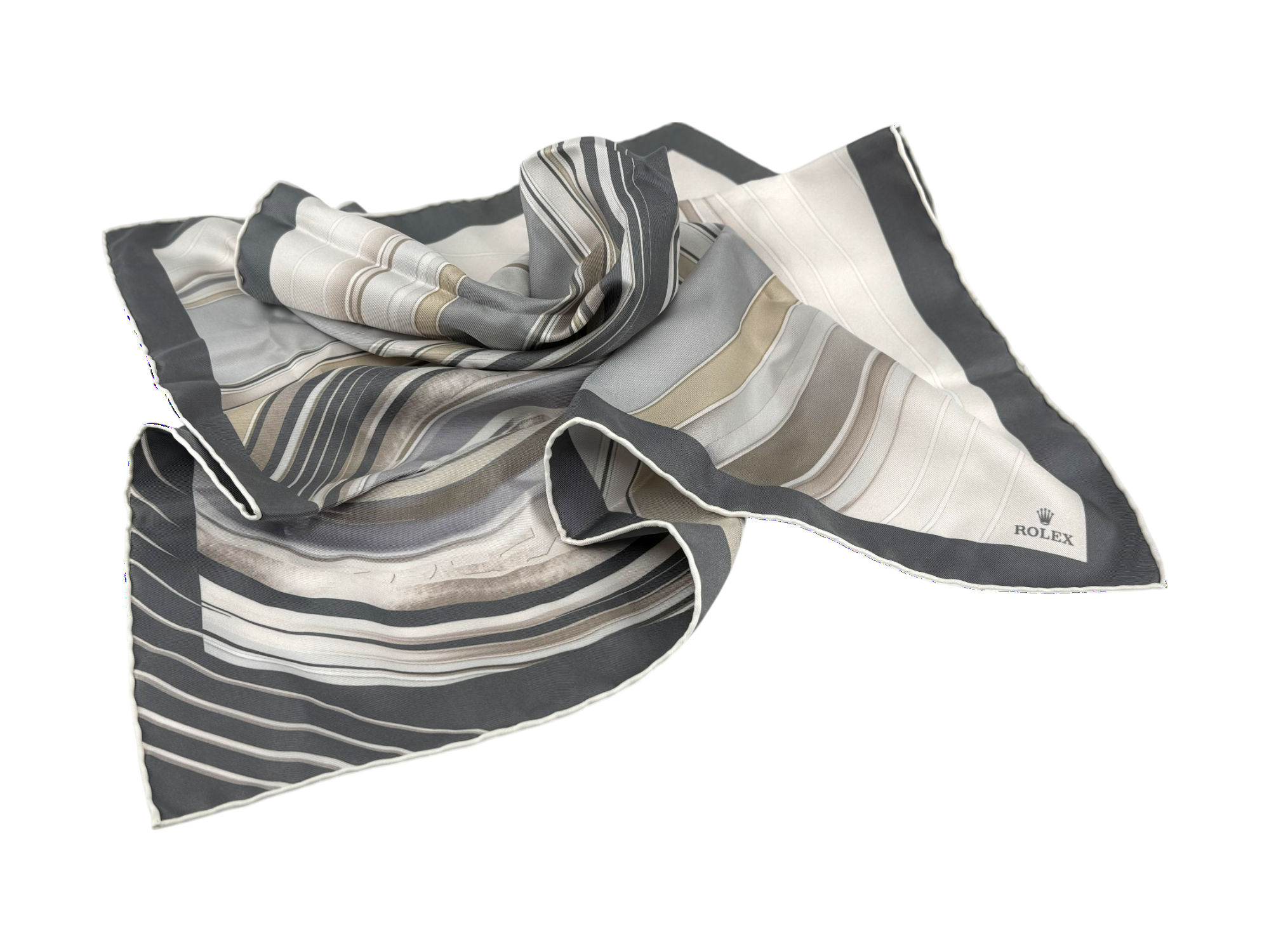 Rolex Seidentuch Tuch Halstuch Grau silk scarf neckerchief grey