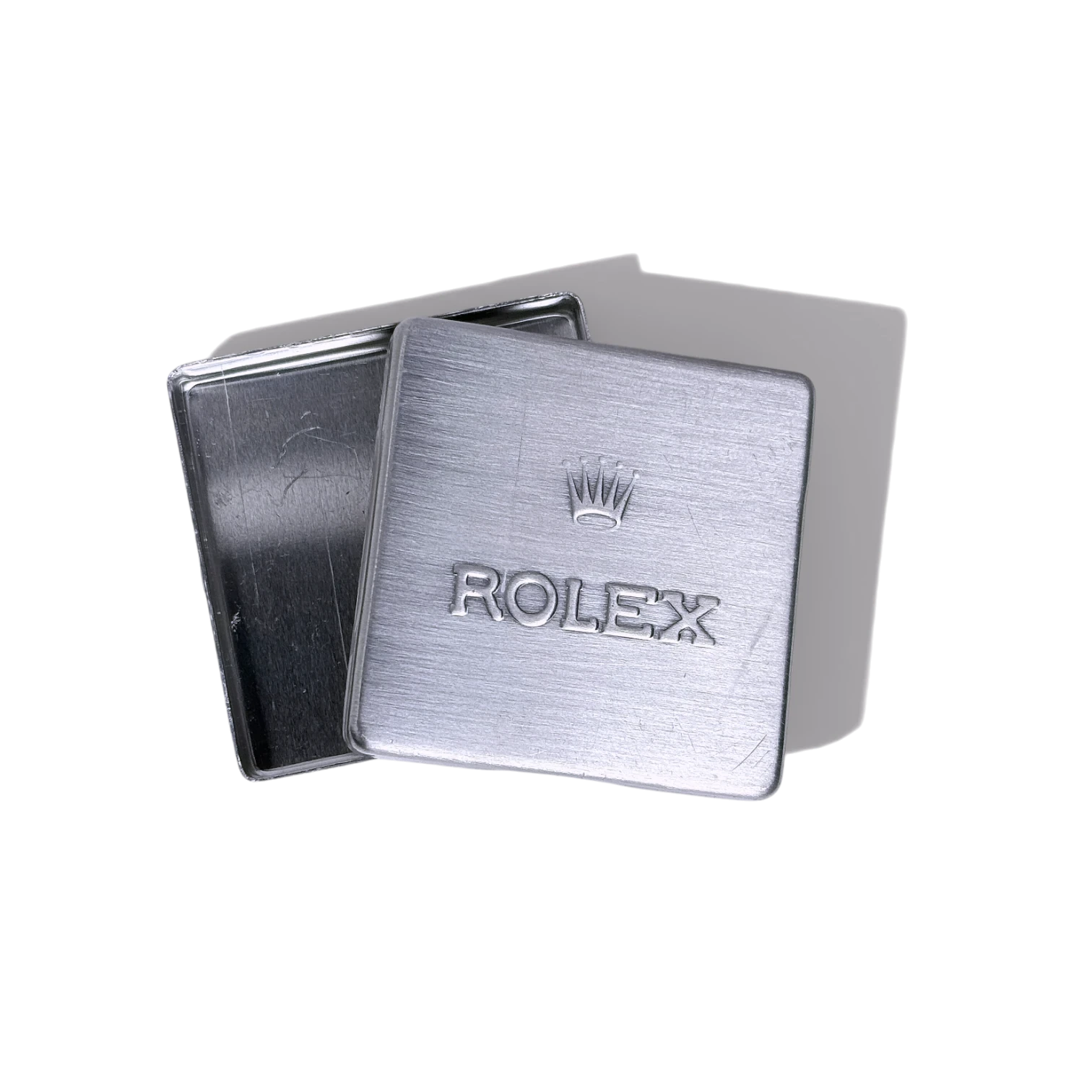Rolex Vintage Aluminiumbehälter, Aluminiumdose, Schachtel 44x44 mm