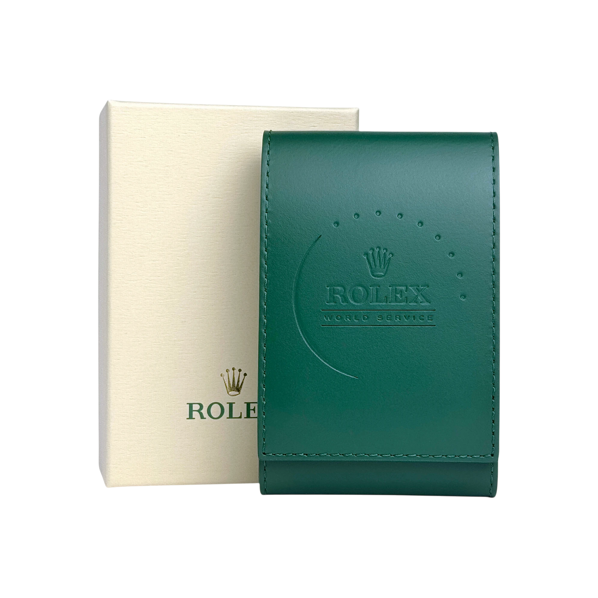 Rolex 'World Service' Uhrenetui Grün - Luxus Reiseetui mit Umkarton